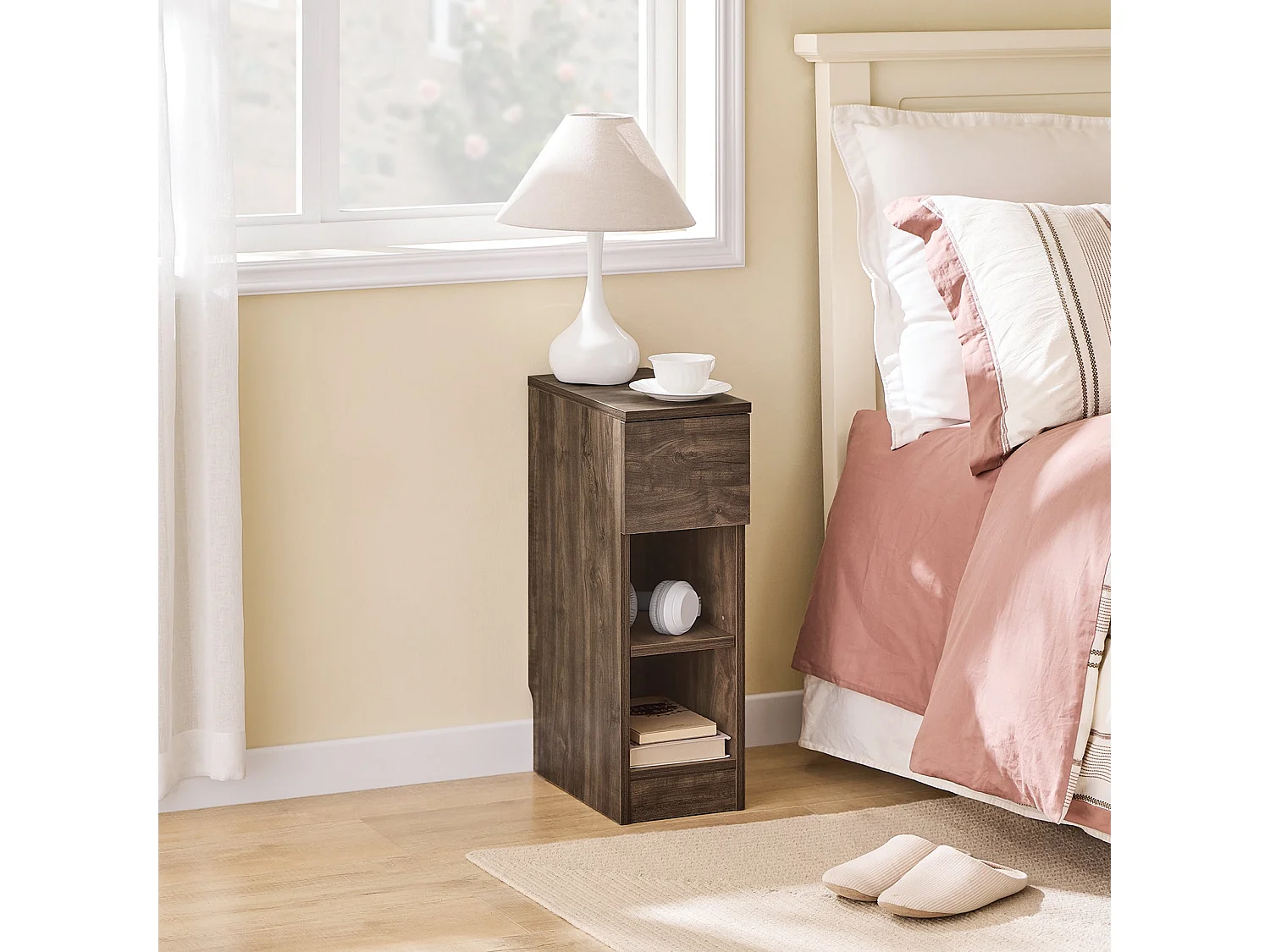 Comodino SoBuy FBT111-SN - Design Compacto com Gaveta e 2 Prateleiras