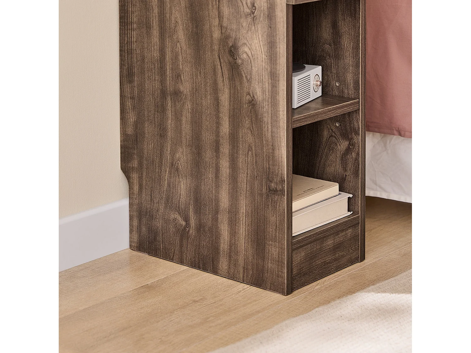 SoBuy FBT111-SN - Table de chevet mince avec tiroir et 2 étagères L20cm x L35cm x H60cm