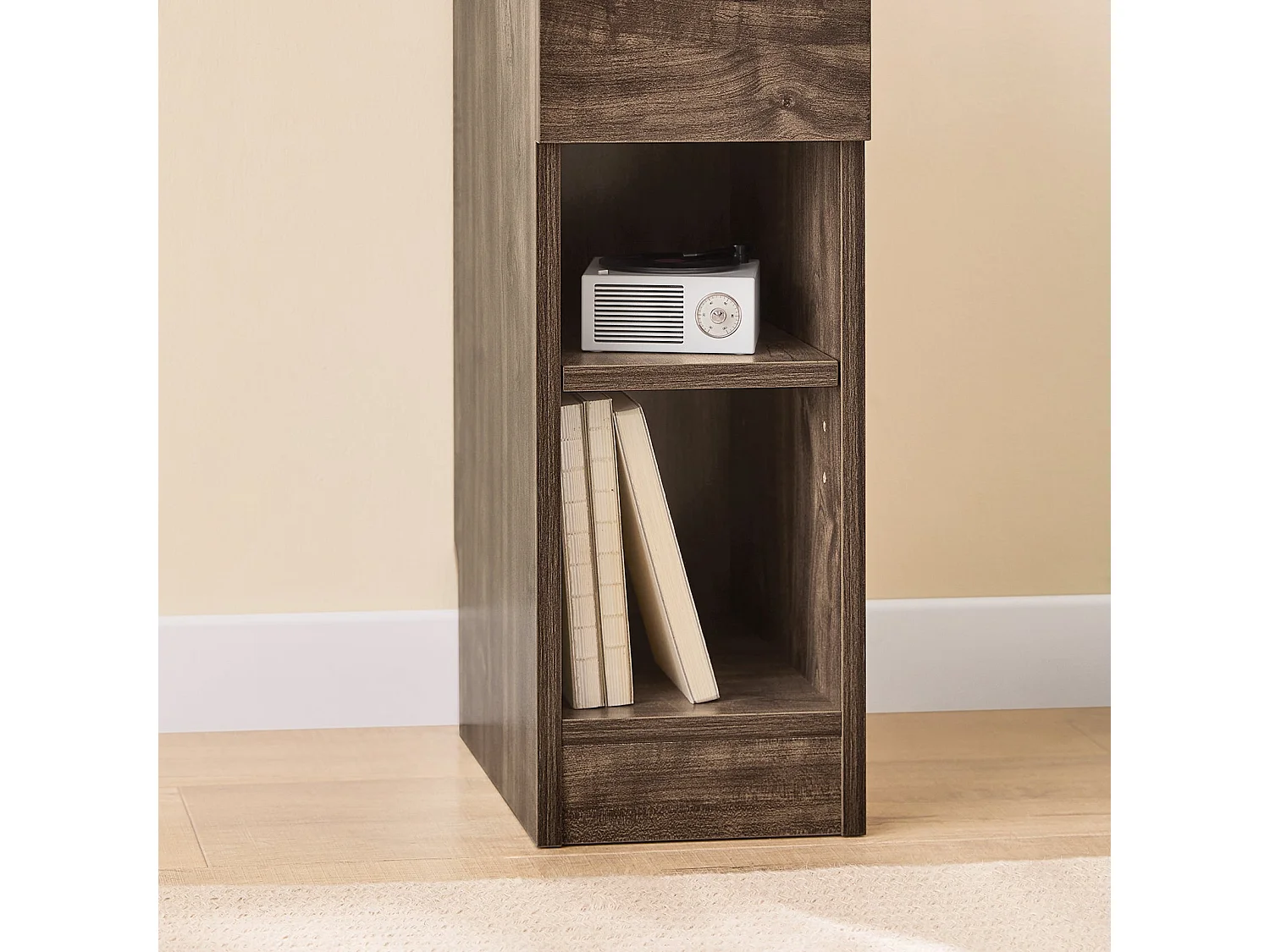 SoBuy FBT111-SN - Table de chevet mince avec tiroir et 2 étagères L20cm x L35cm x H60cm