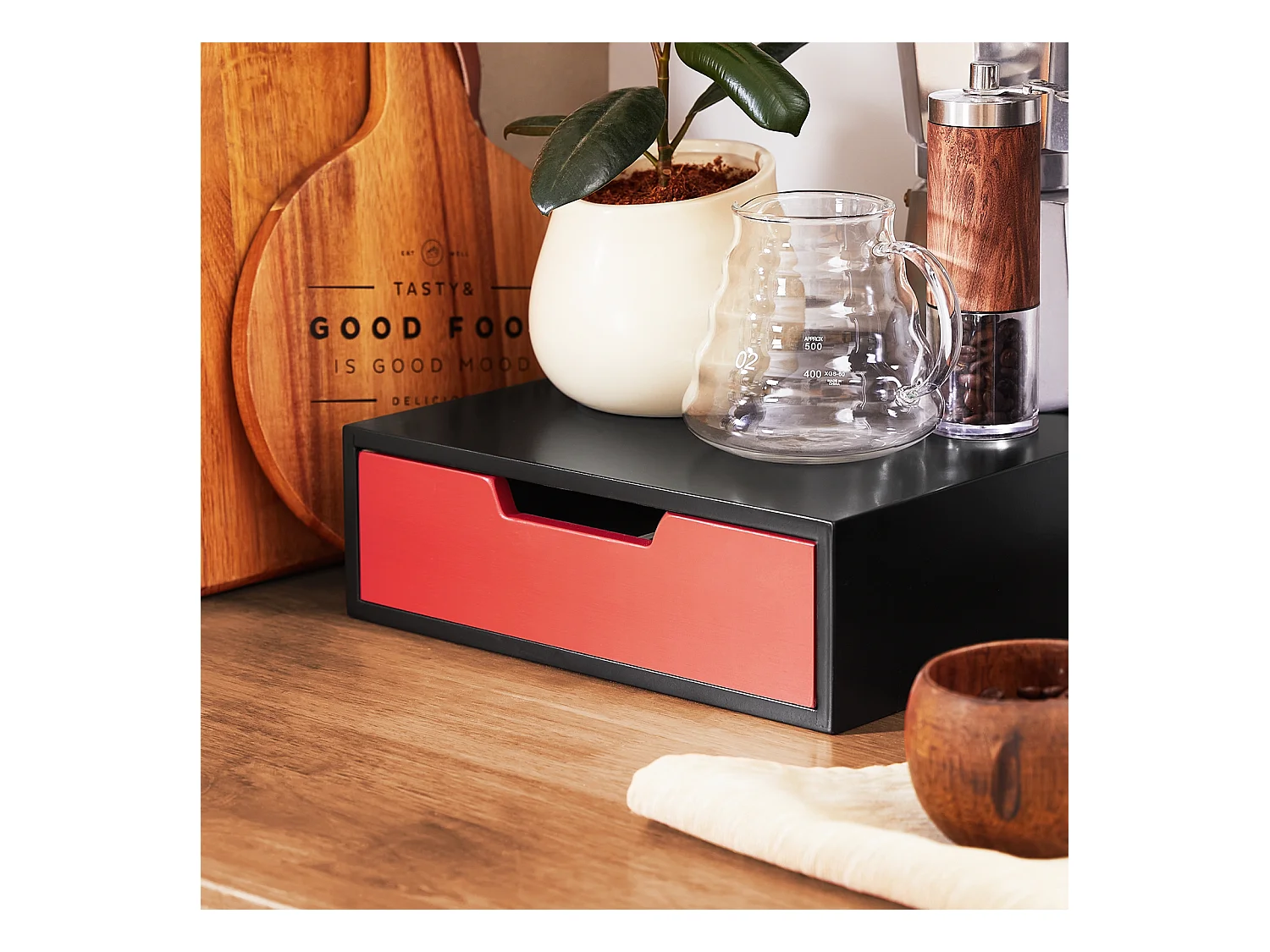 SoBuy FRG179-R - Porte-café et thé blanc L31xL30xH9cm