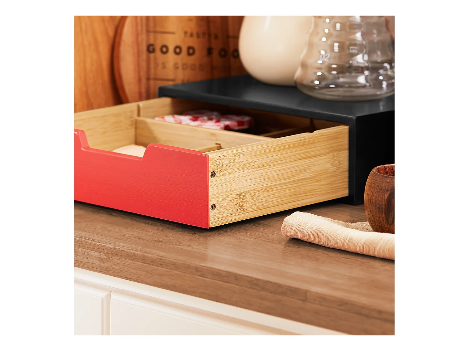 SoBuy FRG179-R - Porte-café et thé blanc L31xL30xH9cm