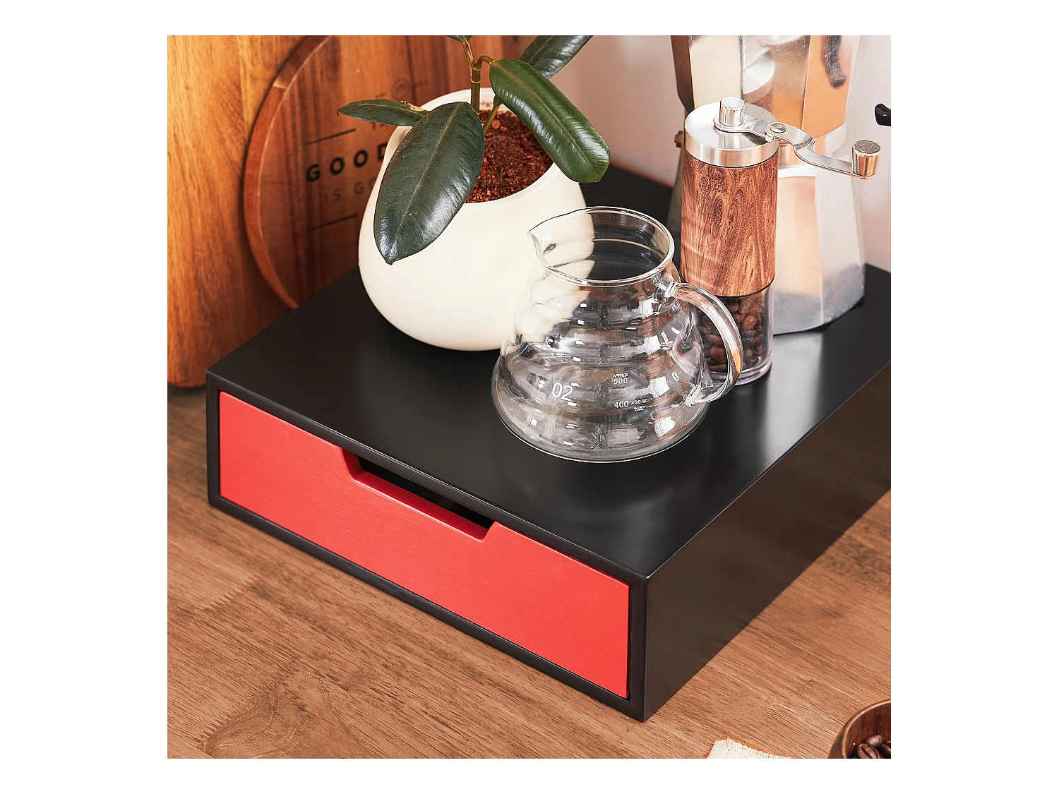 SoBuy FRG179-R - Porte-café et thé blanc L31xL30xH9cm