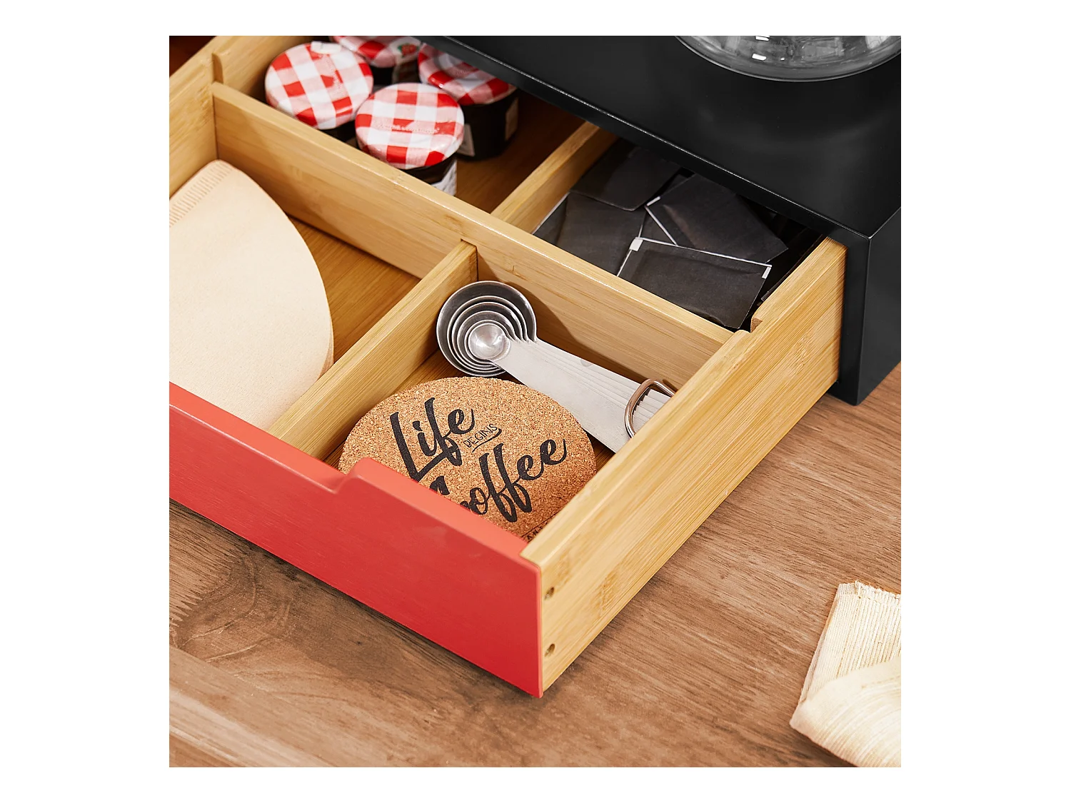 SoBuy FRG179-R - Porte-café et thé blanc L31xL30xH9cm