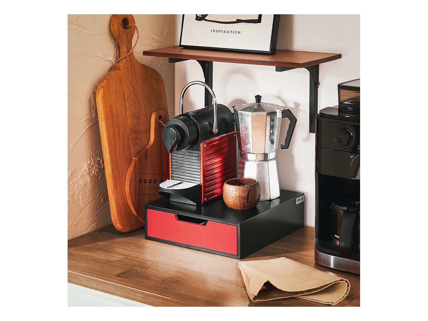 SoBuy FRG179-R - Porte-café et thé blanc L31xL30xH9cm