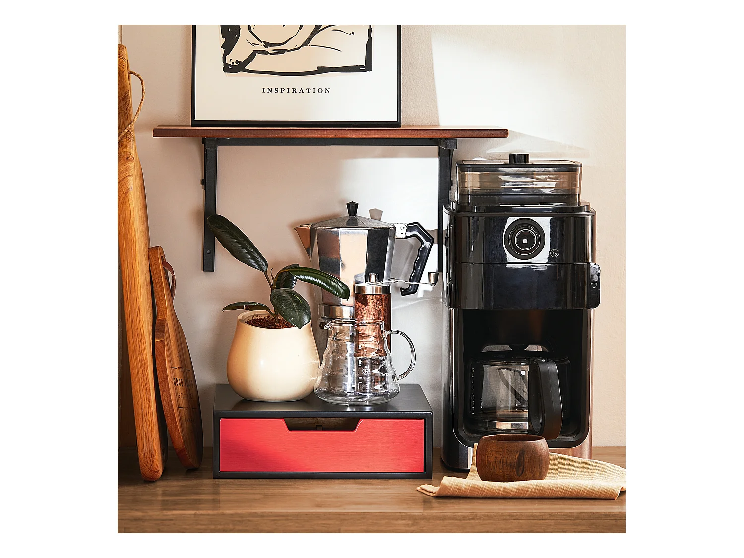 SoBuy FRG179-R - Porte-café et thé blanc L31xL30xH9cm