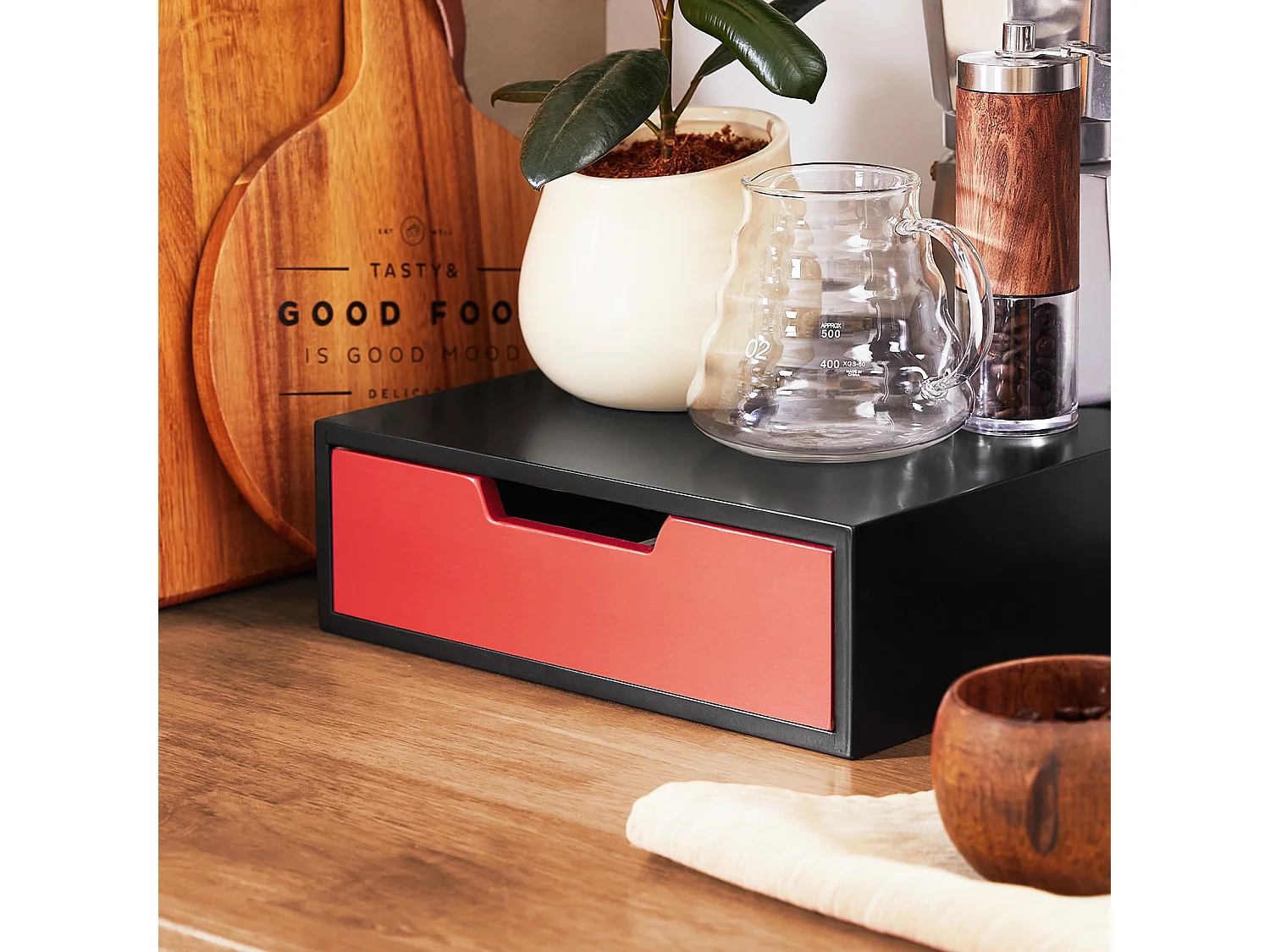 SoBuy FRG179-R - Porte-café et thé blanc L31xL30xH9cm