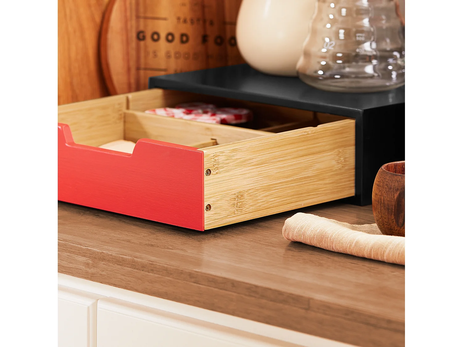 SoBuy FRG179-R - Porte-café et thé blanc L31xL30xH9cm