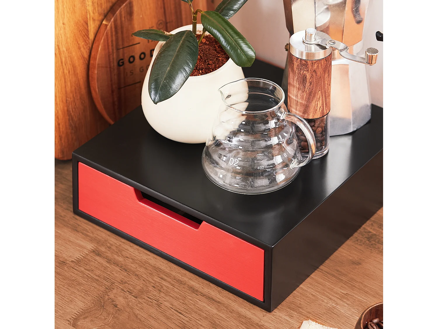 SoBuy FRG179-R - Porte-café et thé blanc L31xL30xH9cm