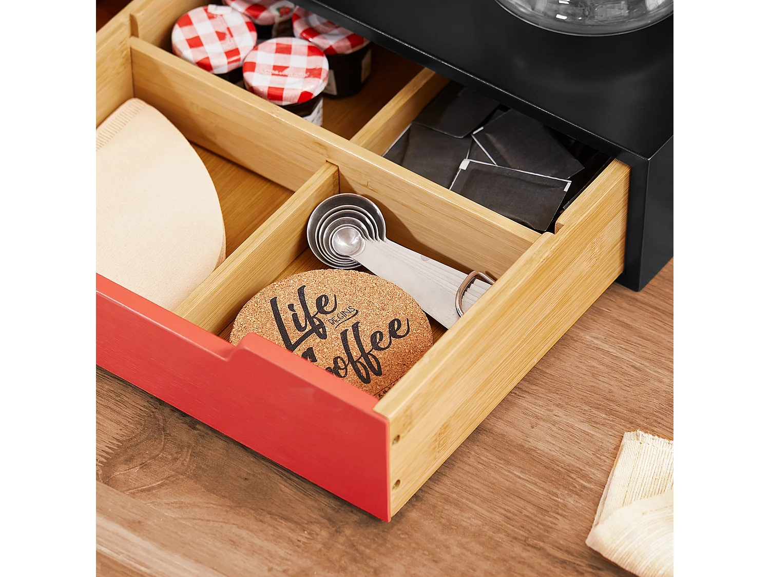 SoBuy FRG179-R - Porte-café et thé blanc L31xL30xH9cm