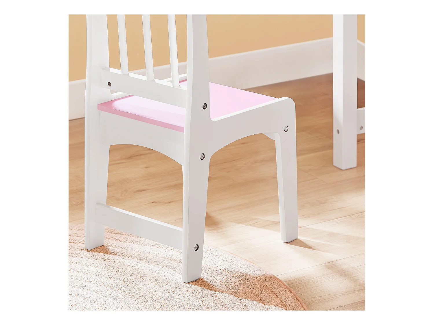SoBuy Stolik dziecięcy z krzesełkiem Zestaw mebli dziecięcych z naklejkami DIY Biurko dziecięce z 3 piórnikami Różowo-biały Udźwig 75kg KMB116-P