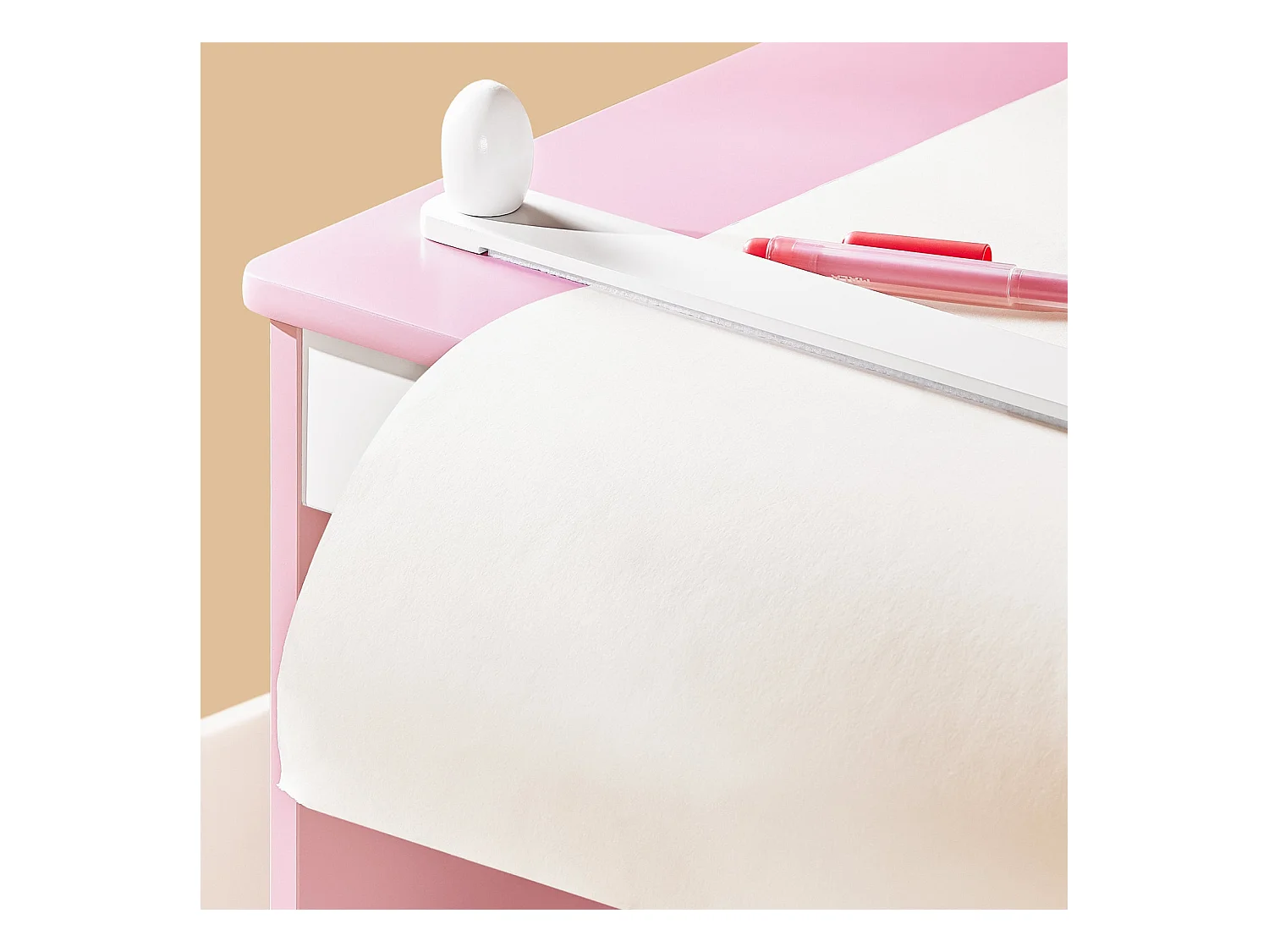 SoBuy Stolik dziecięcy z krzesełkiem Zestaw mebli dziecięcych z naklejkami DIY Biurko dziecięce z 3 piórnikami Różowo-biały Udźwig 75kg KMB116-P