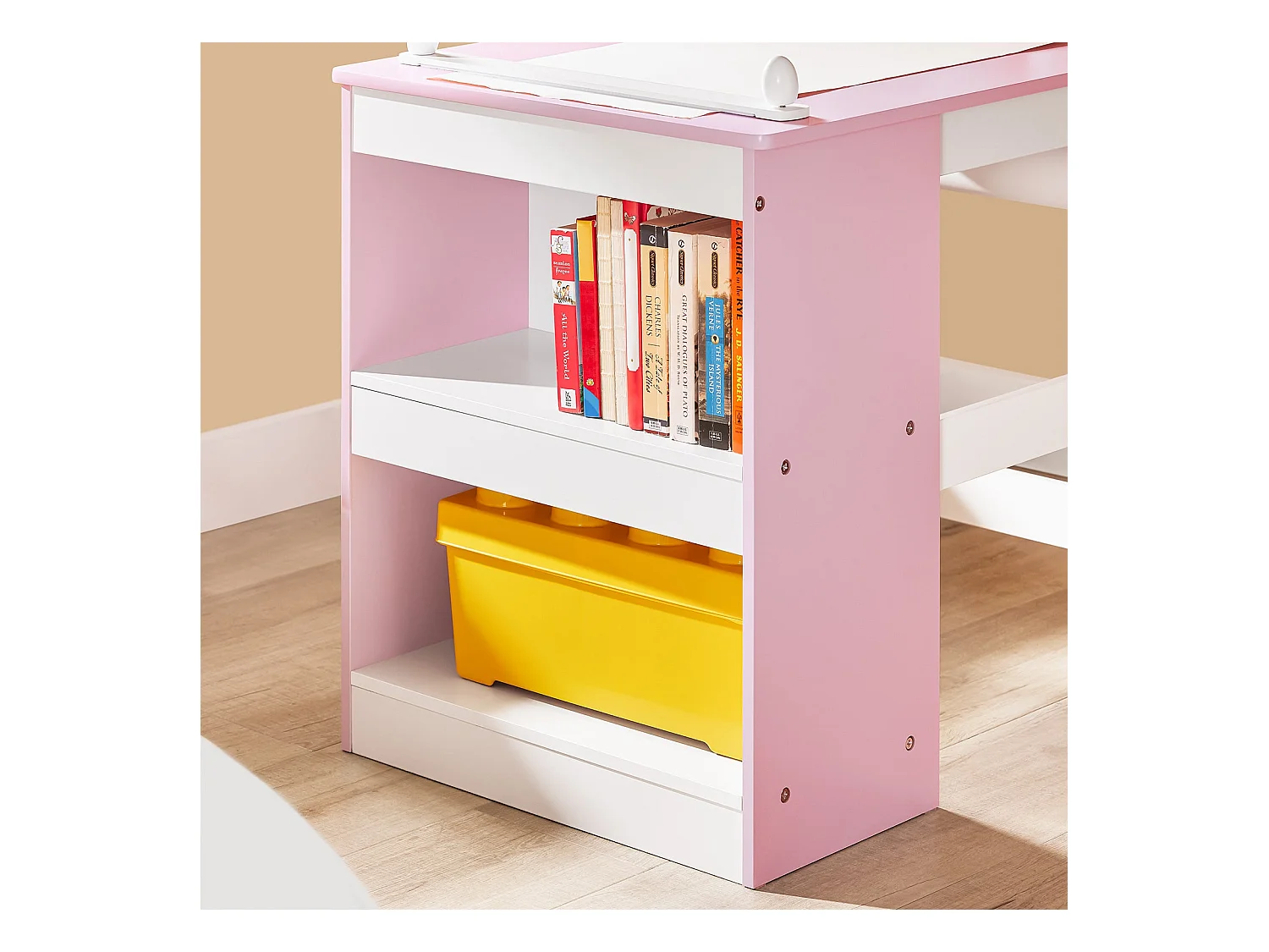 SoBuy Stolik dziecięcy z krzesełkiem Zestaw mebli dziecięcych z naklejkami DIY Biurko dziecięce z 3 piórnikami Różowo-biały Udźwig 75kg KMB116-P