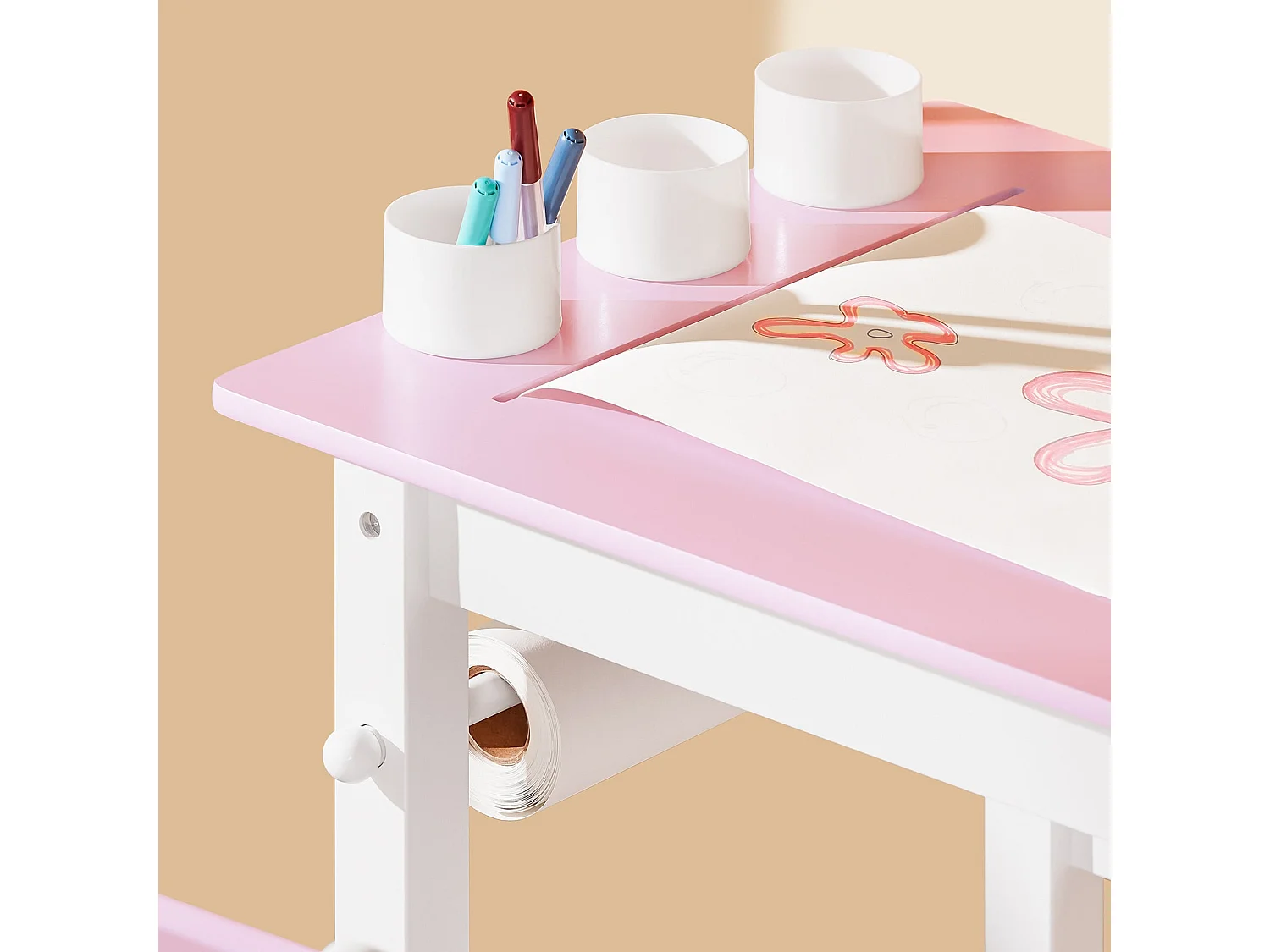 SoBuy KMB116-P - Ensemble bureau enfant avec chaise L80cm x L60cm x H50cm