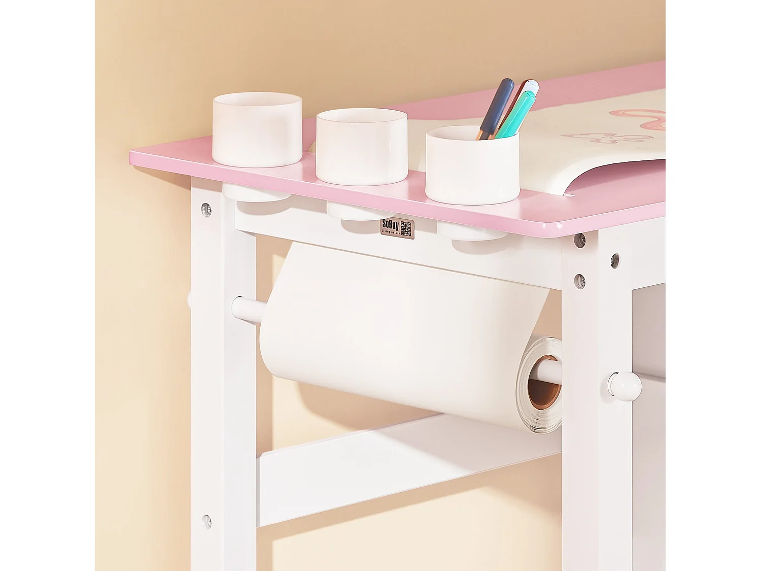 SoBuy KMB116-P - Ensemble bureau enfant avec chaise L80cm x L60cm x H50cm