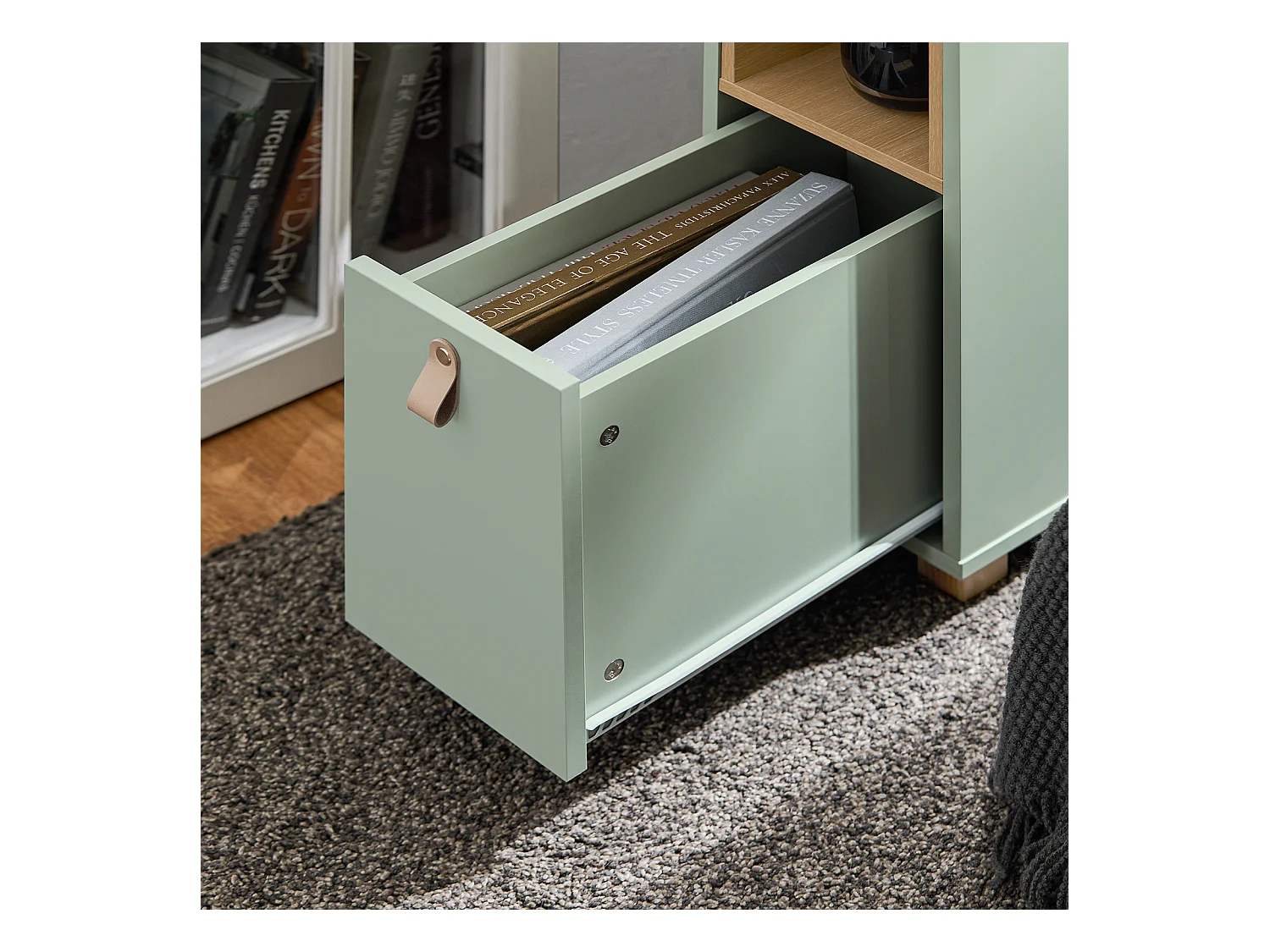 SoBuy FBT161-GR - Moderne Bijzettafel met Lade Groen L24cm x B60cm x H60cm