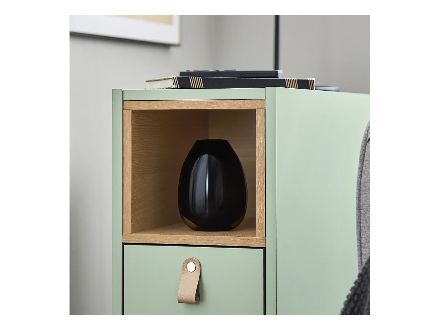 SoBuy FBT161-GR - Moderne Bijzettafel met Lade Groen L24cm x B60cm x H60cm