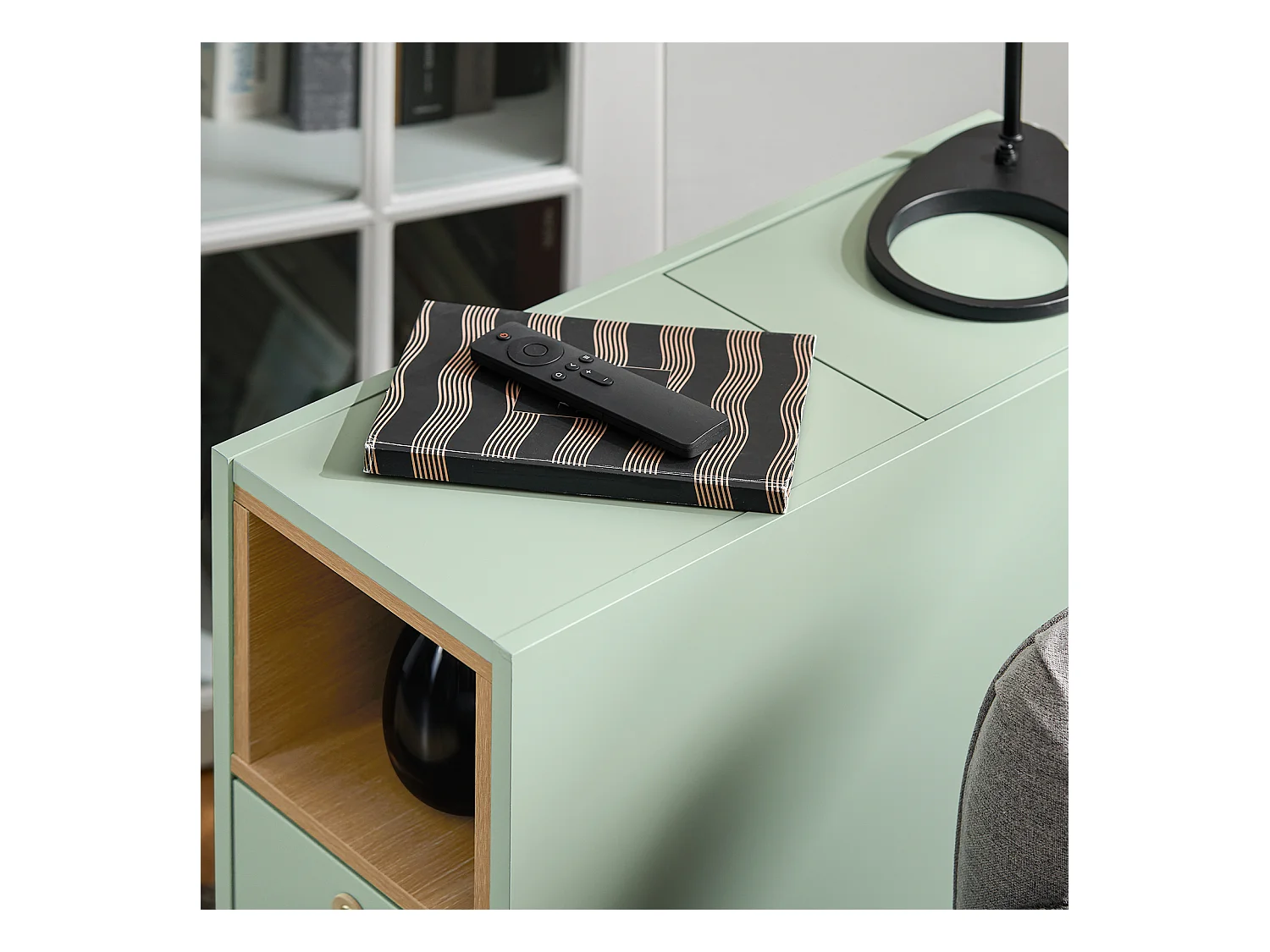 SoBuy FBT161-GR - Moderne Bijzettafel met Lade Groen L24cm x B60cm x H60cm