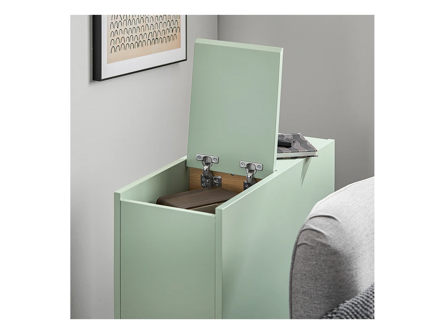 SoBuy FBT161-GR - Moderne Bijzettafel met Lade Groen L24cm x B60cm x H60cm