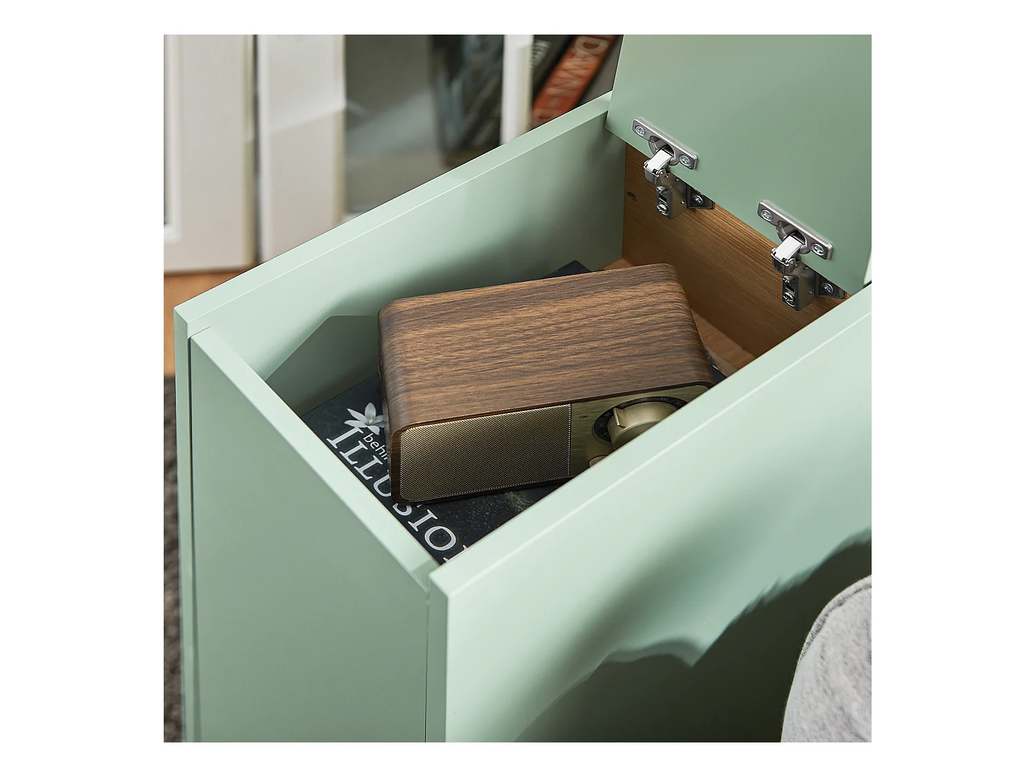 SoBuy FBT161-GR - Moderne Bijzettafel met Lade Groen L24cm x B60cm x H60cm