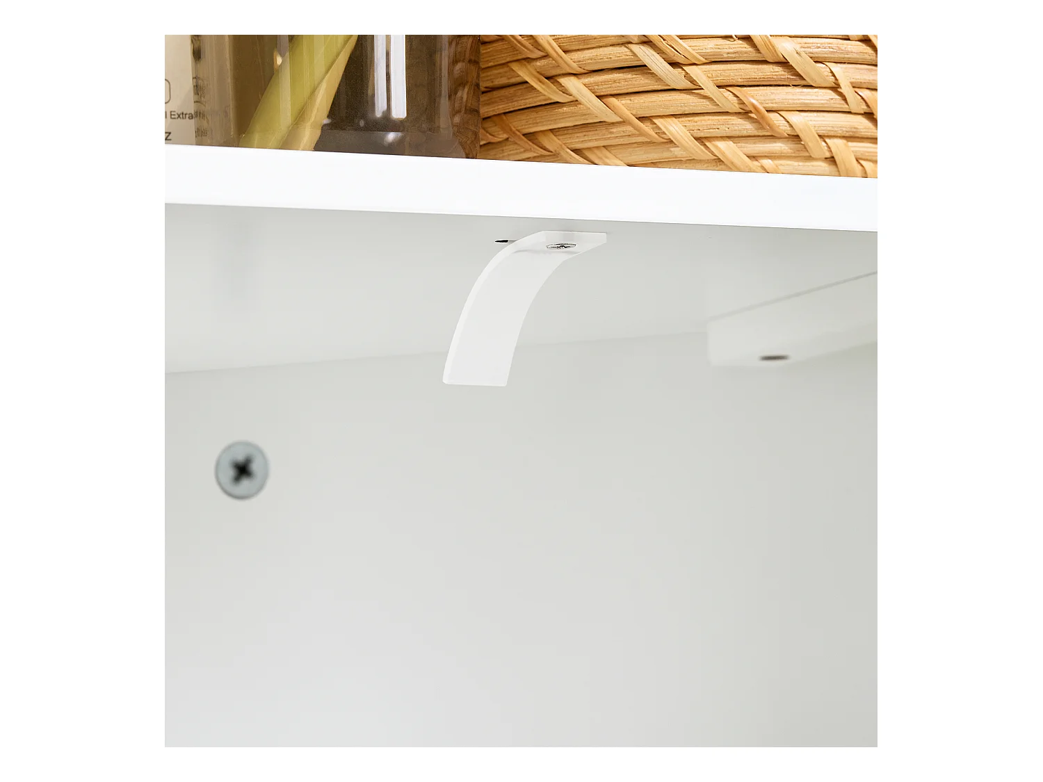 SoBuy BZR193-W - Meuble de salle de bain avec 2 portes et étagères ouvertes Blanc L44.2cm x L30.6cm x H30.6cm...