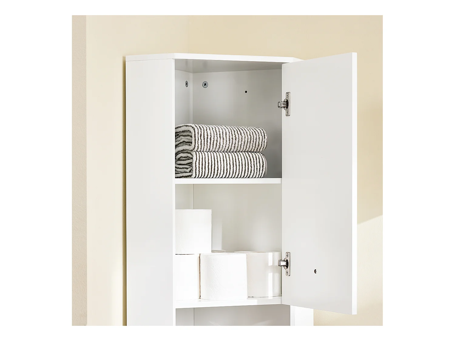 SoBuy BZR193-W - Meuble de salle de bain avec 2 portes et étagères ouvertes Blanc L44.2cm x L30.6cm x H30.6cm...