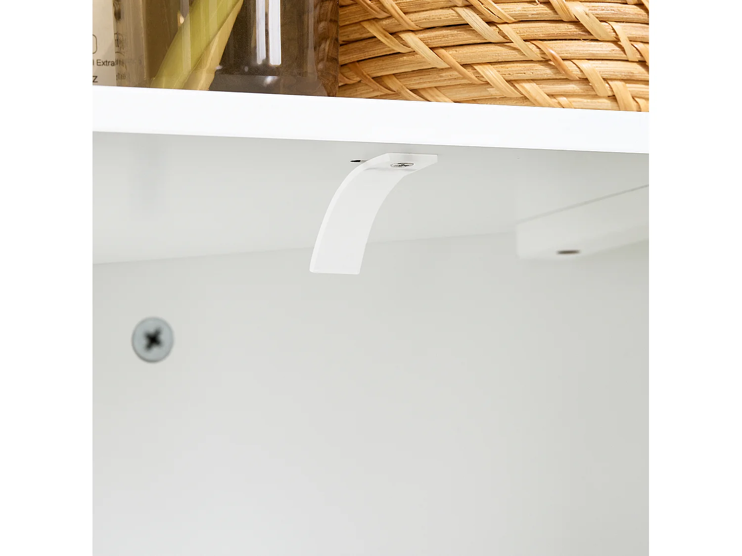 SoBuy BZR193-W - Meuble de salle de bain avec 2 portes et étagères ouvertes Blanc L44.2cm x L30.6cm x H30.6cm...