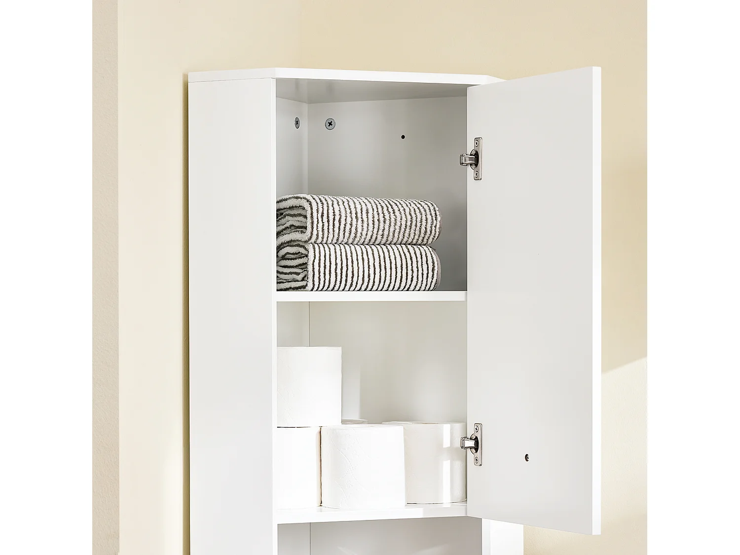SoBuy BZR193-W - Meuble de salle de bain avec 2 portes et étagères ouvertes Blanc L44.2cm x L30.6cm x H30.6cm...