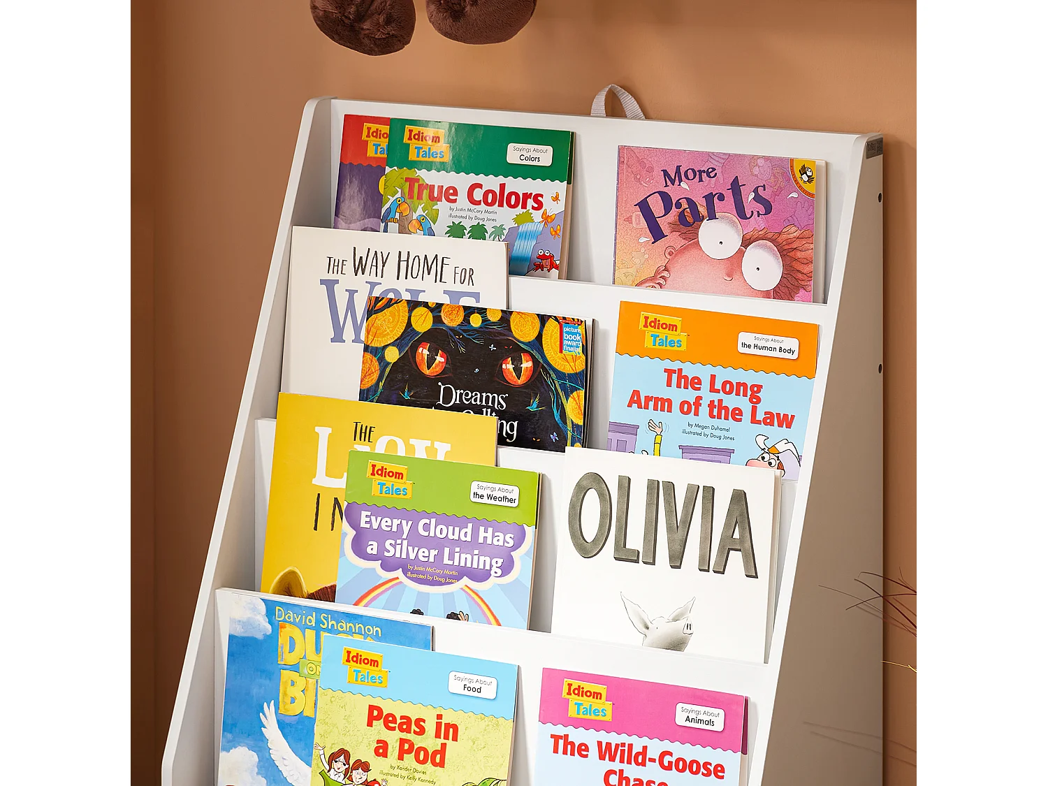 SoBuy, último andar da biblioteca, tronco de brinquedo infantil, Prateleiras de parede para quarto infantil, KMB112-W