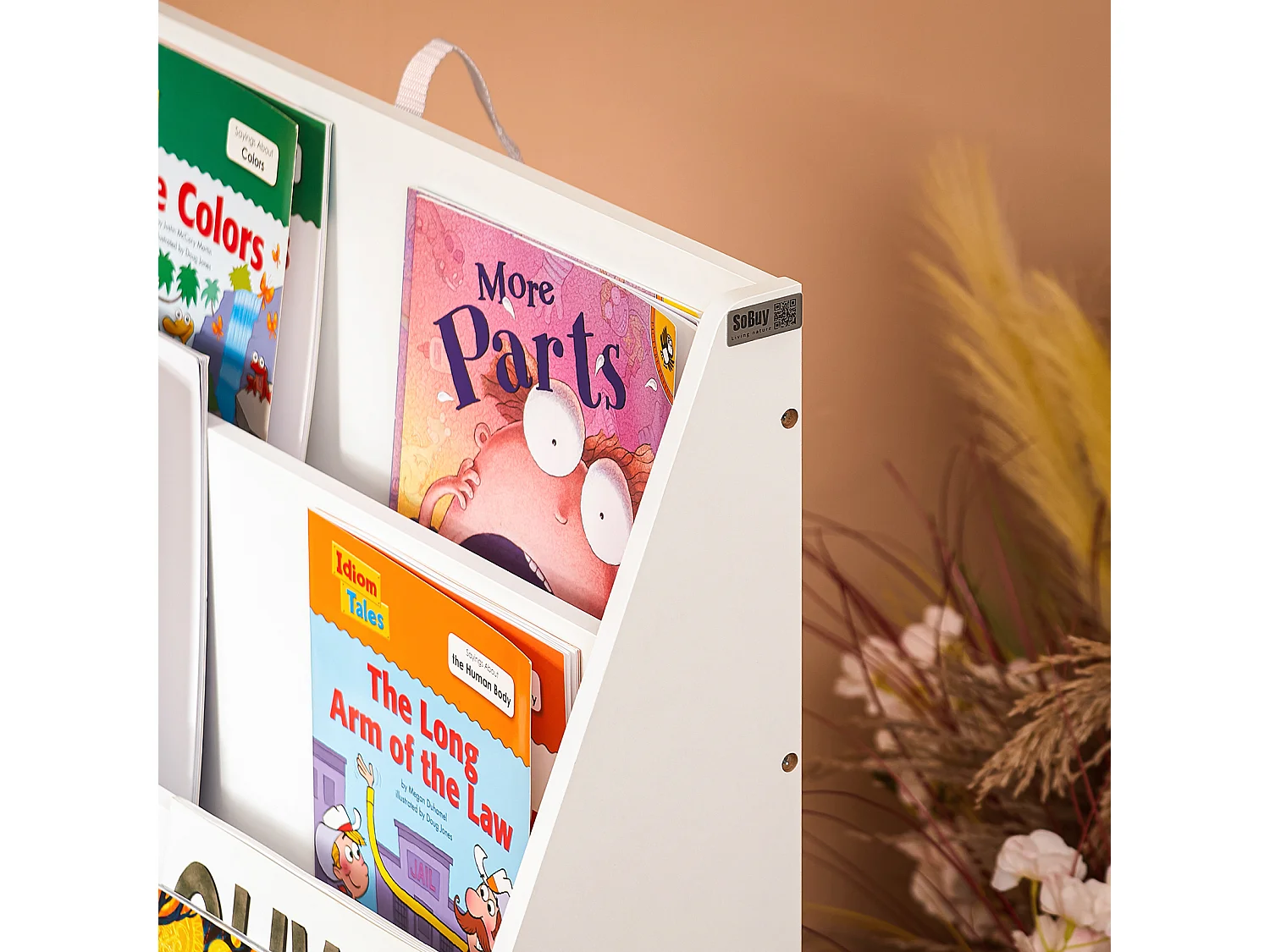 SoBuy, último andar da biblioteca, tronco de brinquedo infantil, Prateleiras de parede para quarto infantil, KMB112-W