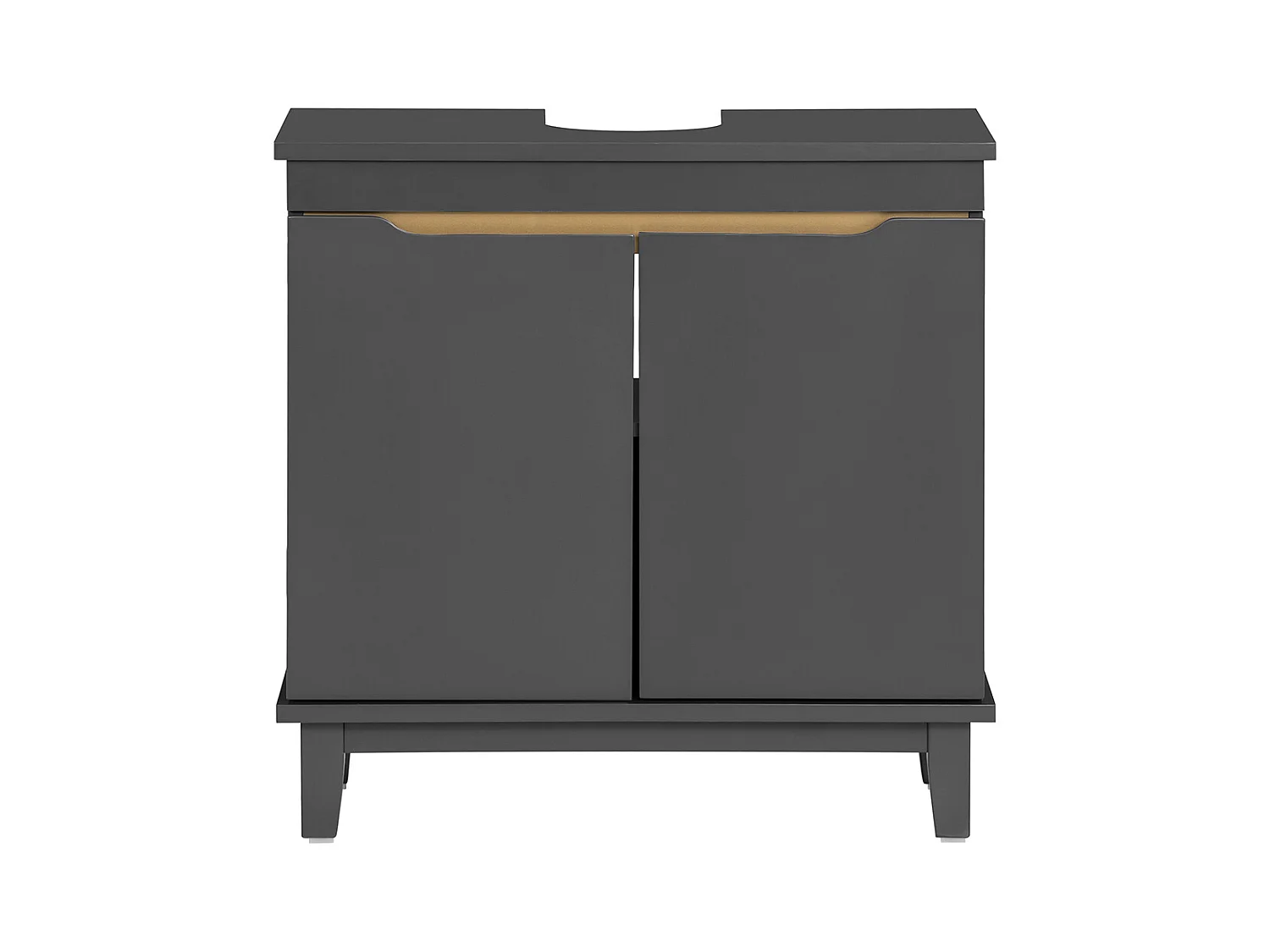 SoBuy BZR113-DG - Waschbeckenschrank mit Türen aus grauem Holz L60cm x B30cm x H58cm