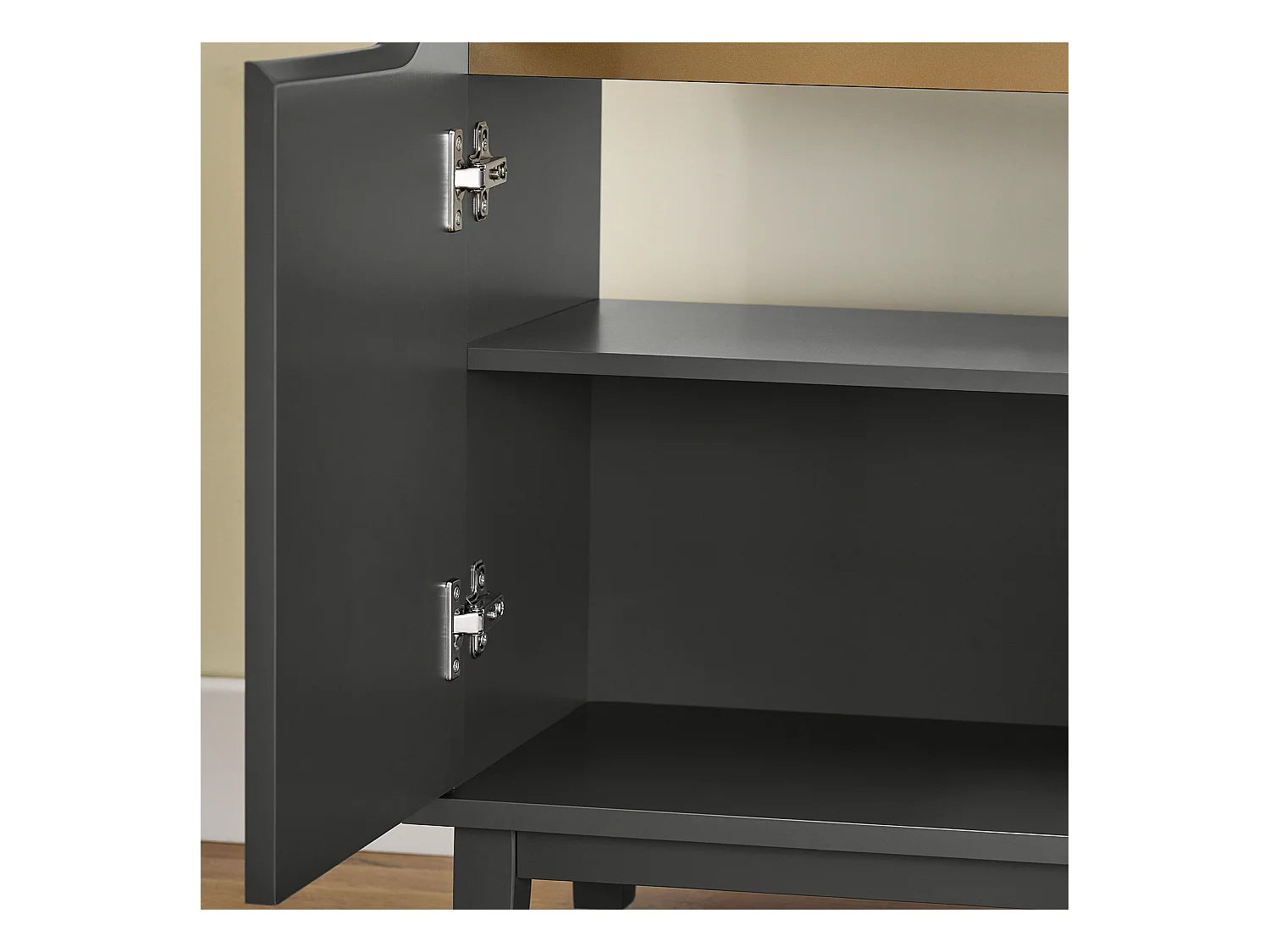 SoBuy BZR113-DG - Waschbeckenschrank mit Türen aus grauem Holz L60cm x B30cm x H58cm