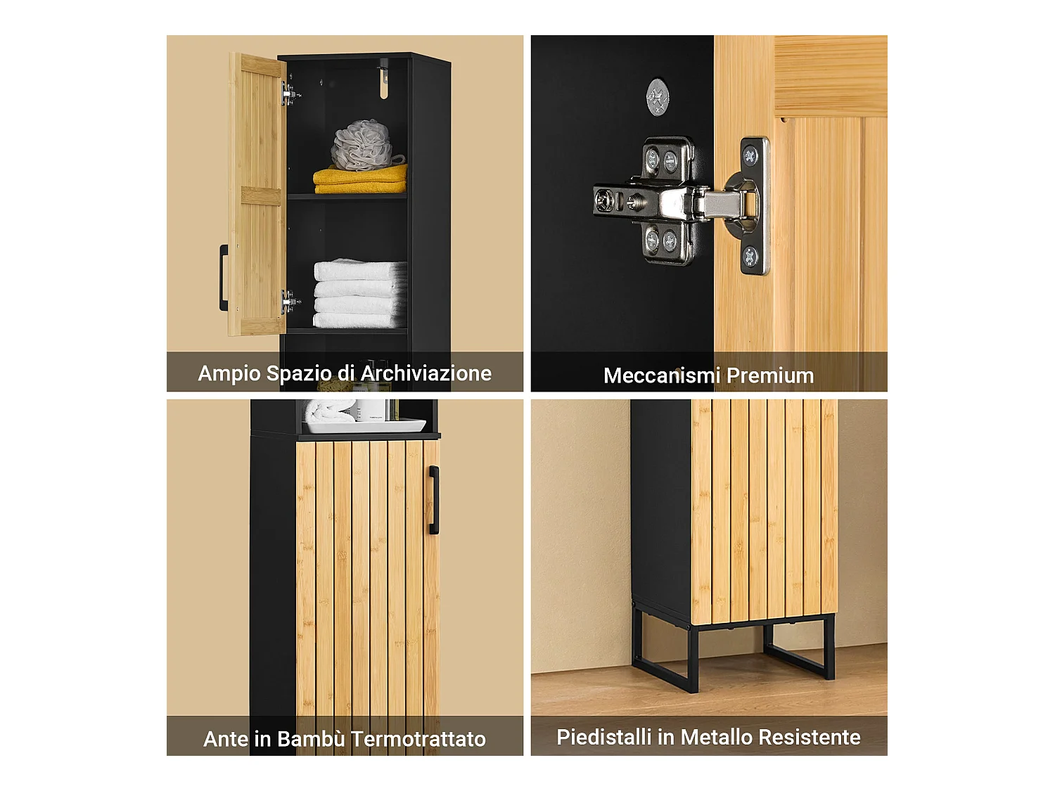 SoBuy BZR201-SCH - Platzsparender Badezimmerschrank mit verstellbaren Einlegeböden B30xT30xH170cm