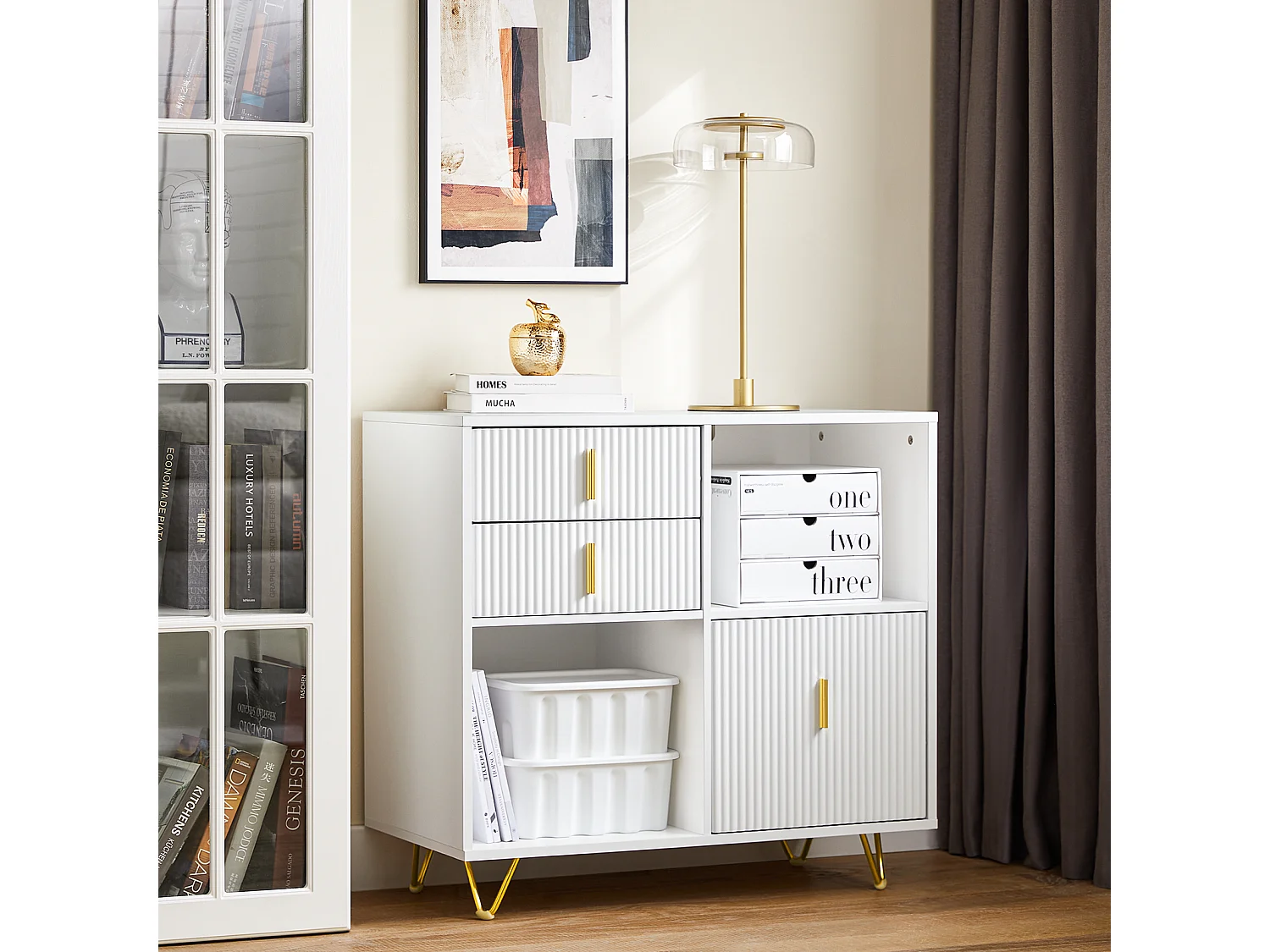 SoBuy ASK11-W - Mobile Archivio Ufficio con Ripiano per Stampante L80.0cm x W40.0cm x H...