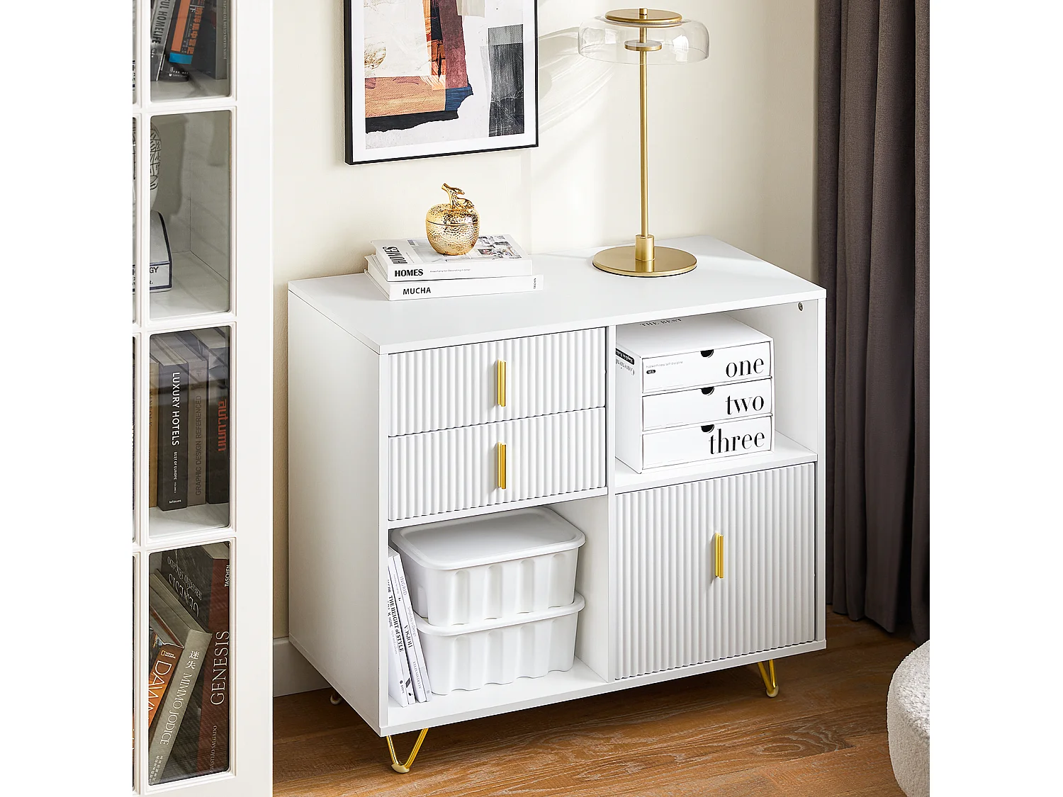 SoBuy ASK11-W - Mobile Archivio Ufficio con Ripiano per Stampante L80.0cm x W40.0cm x H...