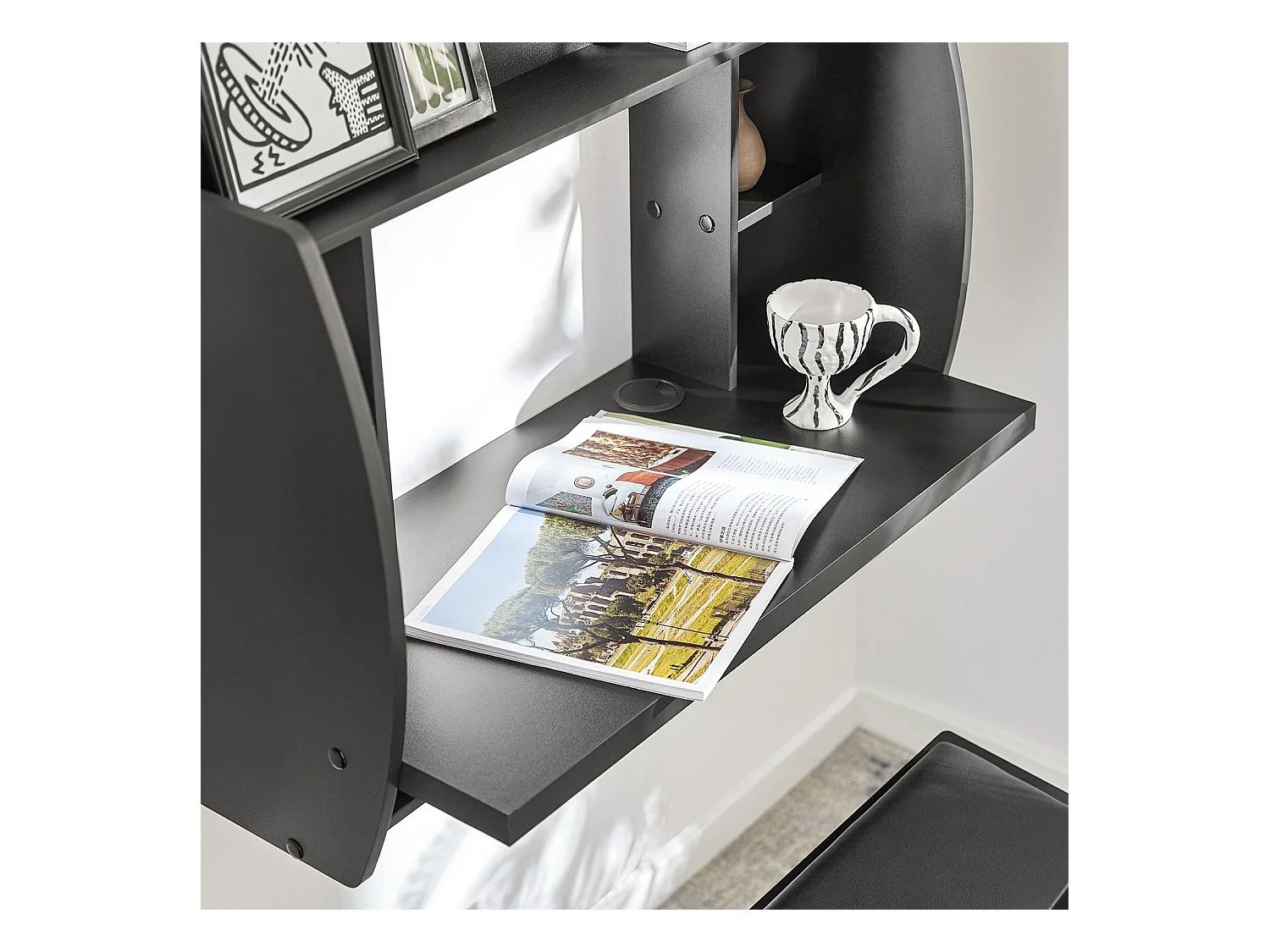 SoBuy FWT18-SCH - Wandbureau met verstelbare planken L82cm x B39cm x H60cm