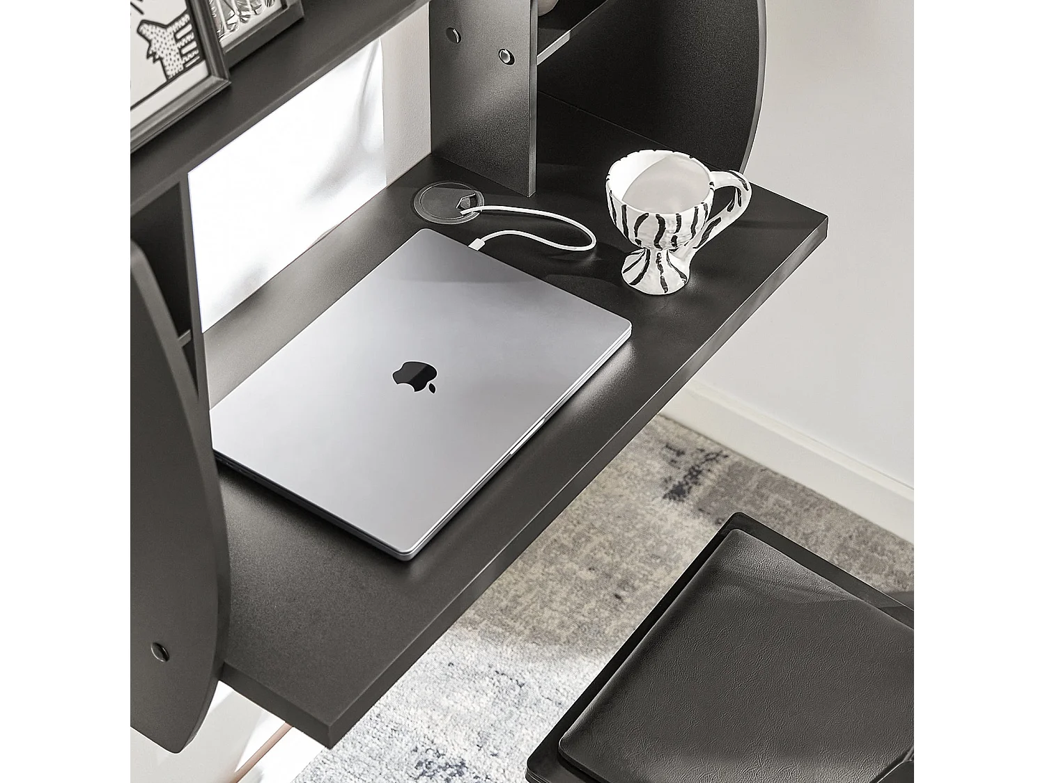 SoBuy FWT18-SCH - Bureau mural avec étagères réglables L82cm x L39cm x H60cm