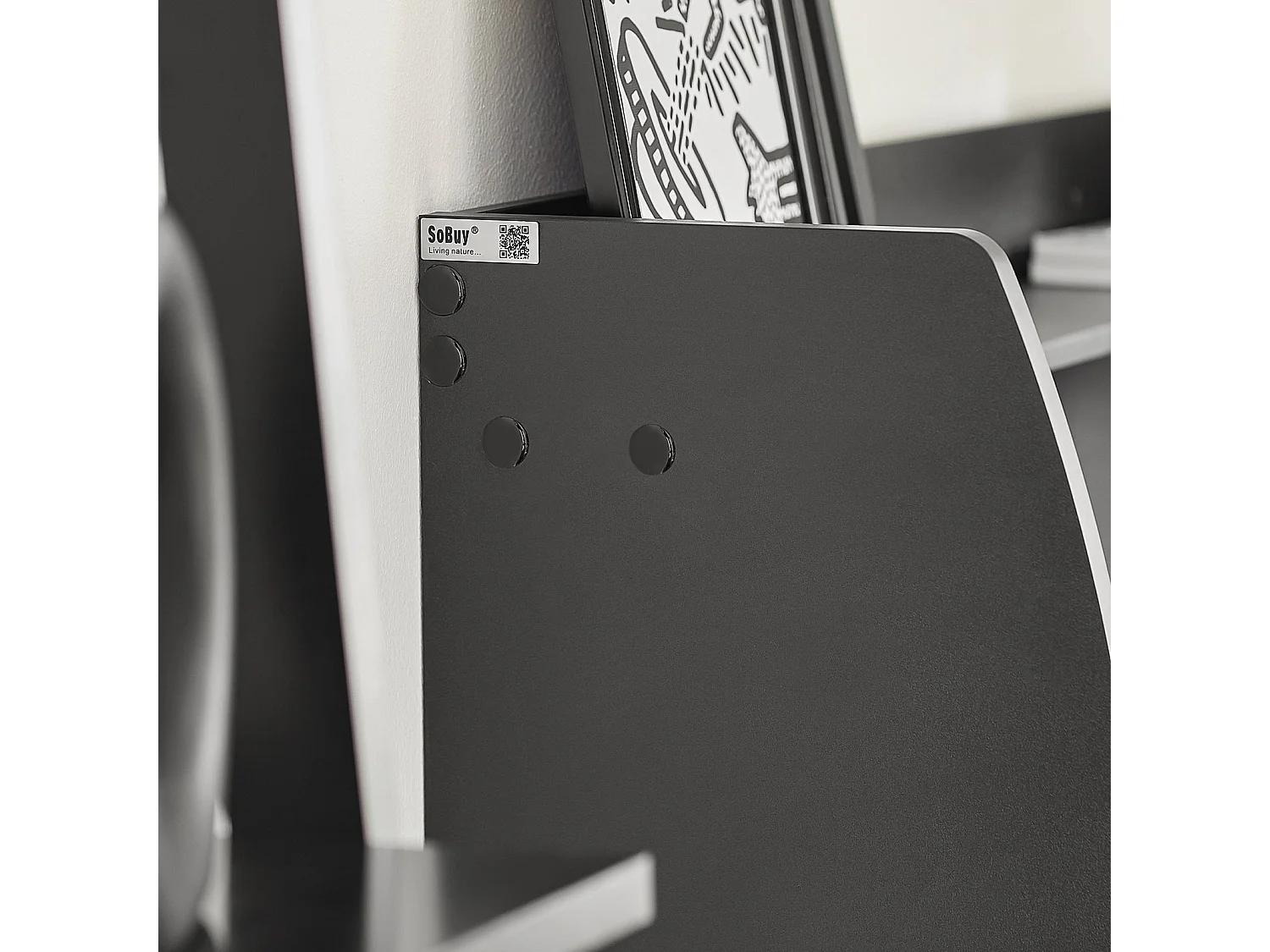 SoBuy FWT18-SCH - Bureau mural avec étagères réglables L82cm x L39cm x H60cm