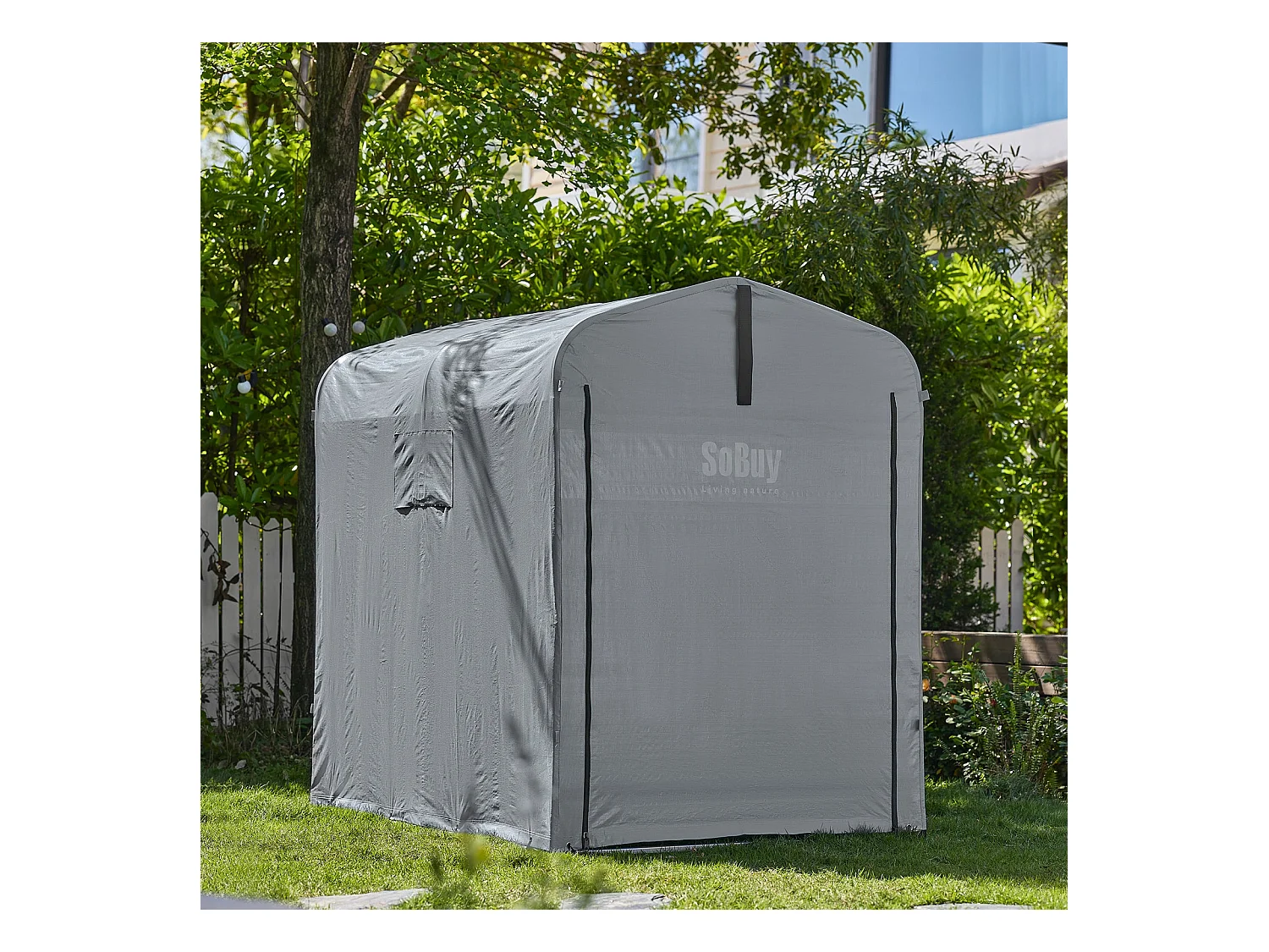 Sobuy Outdoor Car Garage Bicycle Box Tent Wodoodporny namiot na samochody, motocykle i narzędzia Szopa ogrodowa i schowek zewnętrzny Szary 120x176x163 cm KLS11-DG