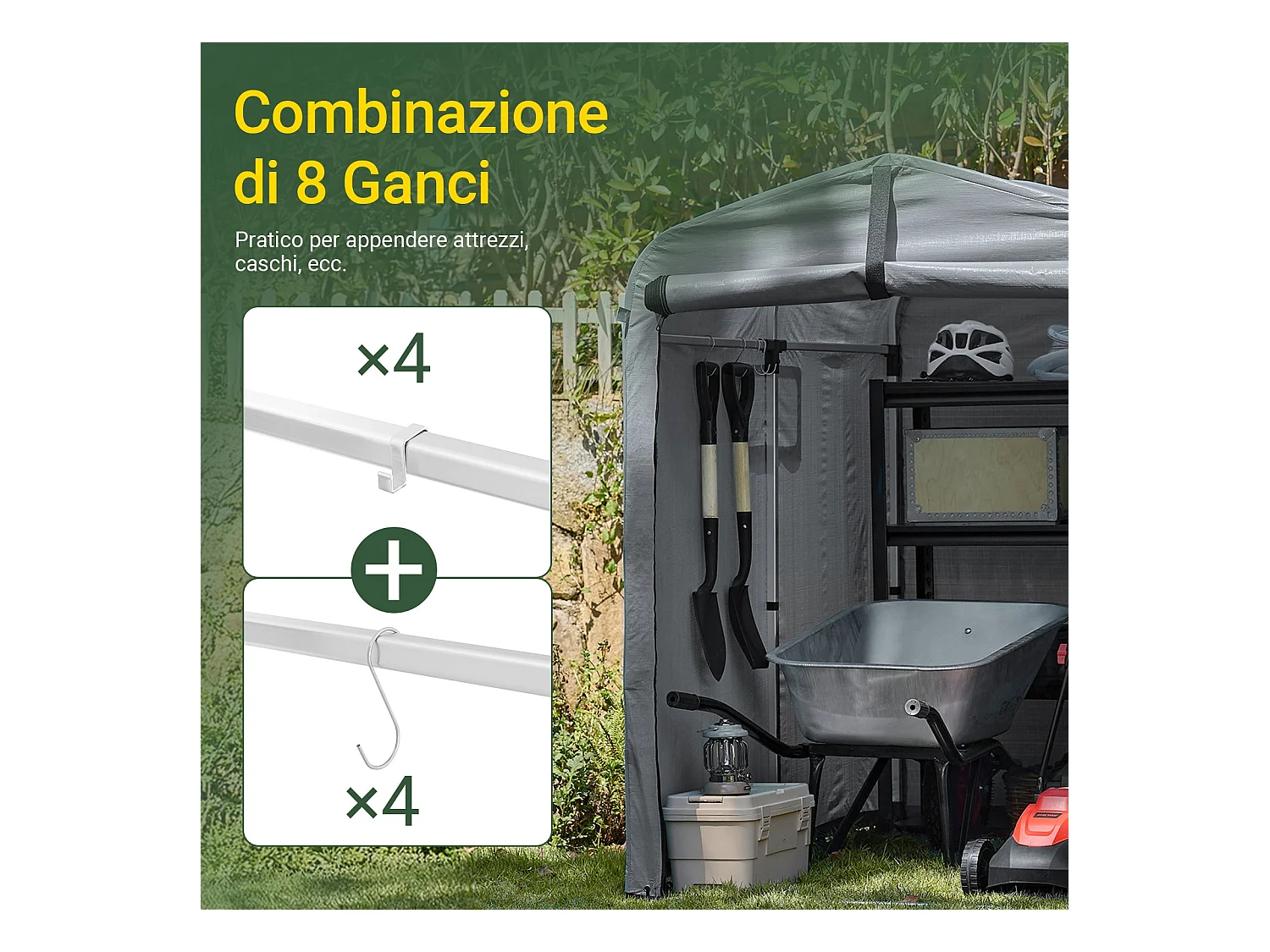 Sobuy Outdoor Car Garage Bicycle Box Tent Wodoodporny namiot na samochody, motocykle i narzędzia Szopa ogrodowa i schowek zewnętrzny Szary 120x176x163 cm KLS11-DG