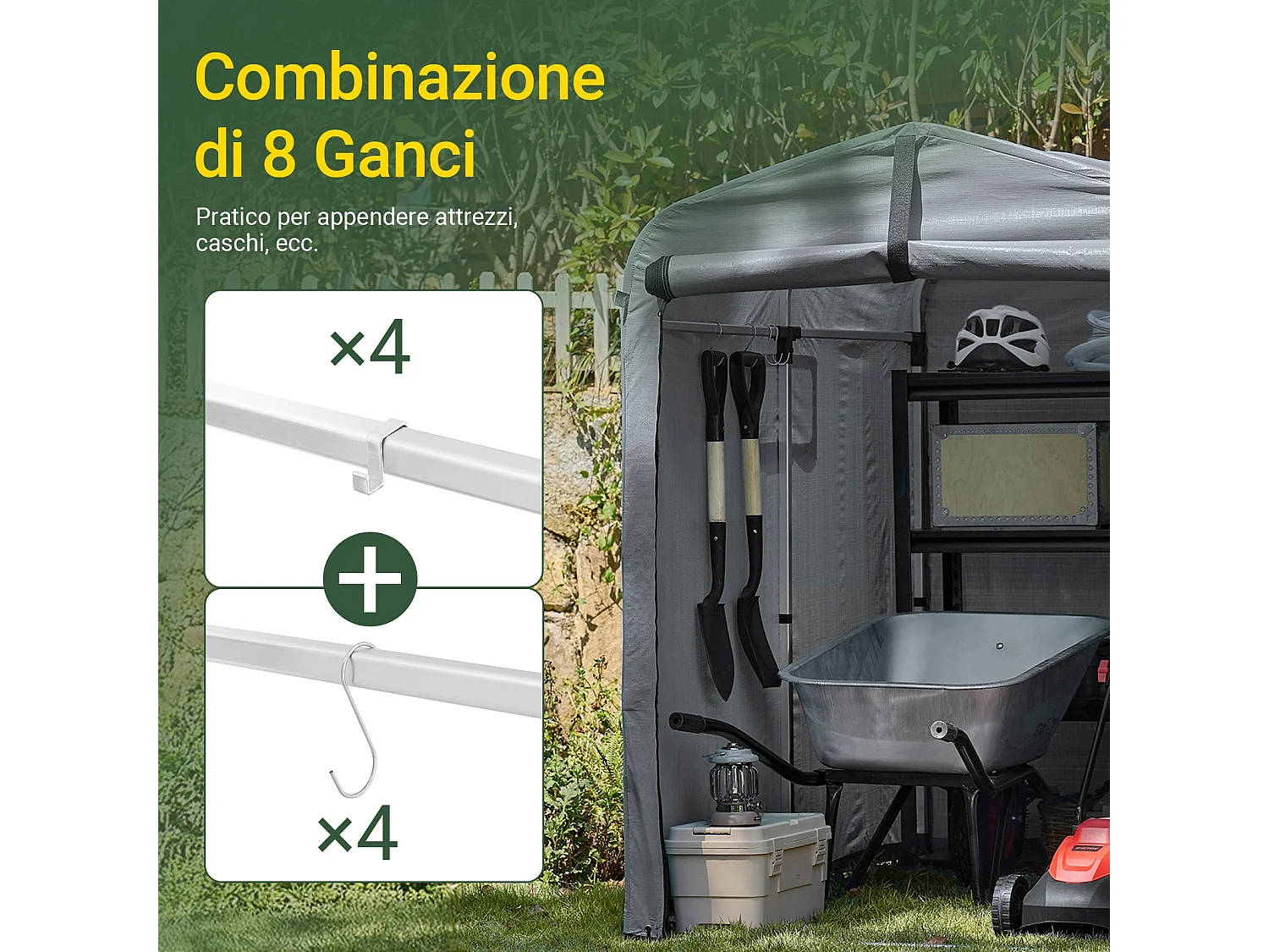 SoBuy KLS11-DG - Abri de jardin étanche pour vélos et outils L178xL120xH160cm
