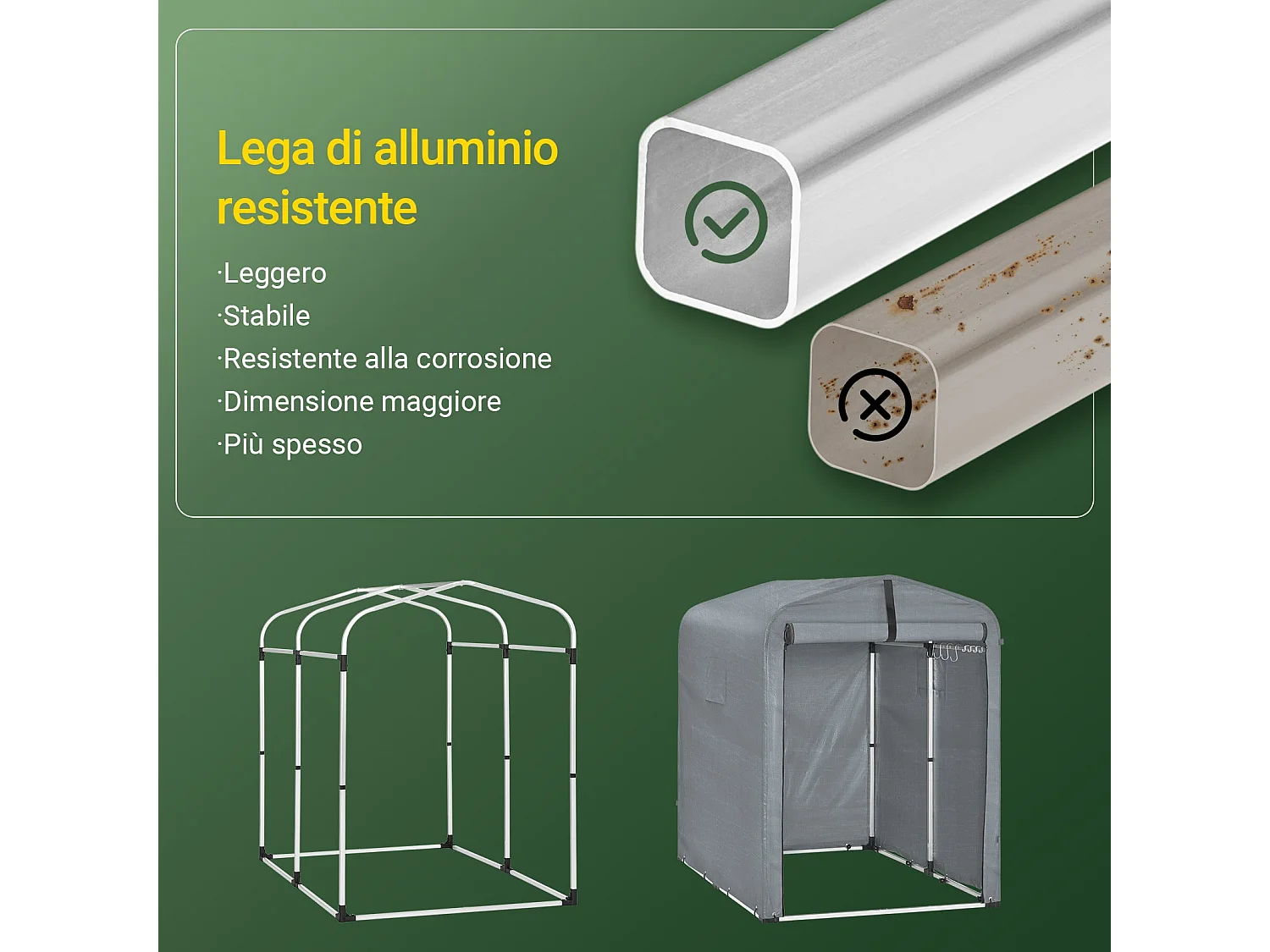 SoBuy KLS11-DG - Abri de jardin étanche pour vélos et outils L178xL120xH160cm