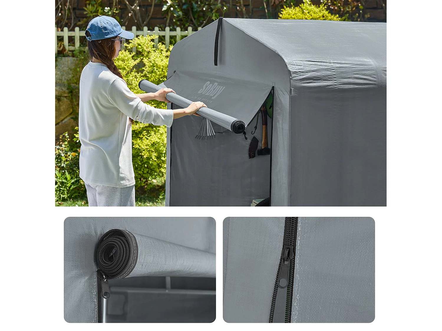 SoBuy KLS11-DG - Abri de jardin étanche pour vélos et outils L178xL120xH160cm