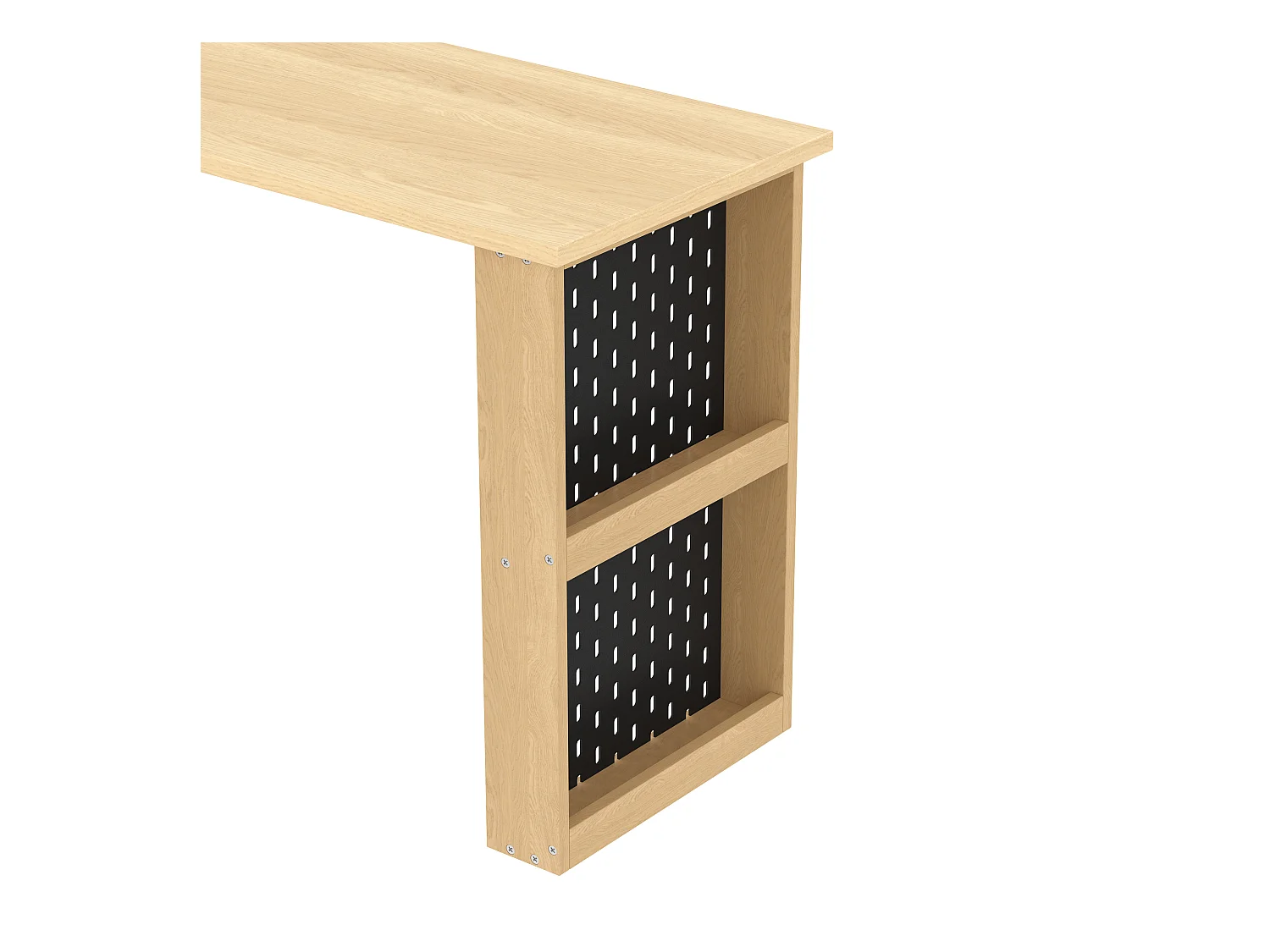 Bureau d'angle avec armoire de rangements - meuble de rangement 6 compartiments - forme variable - naturel