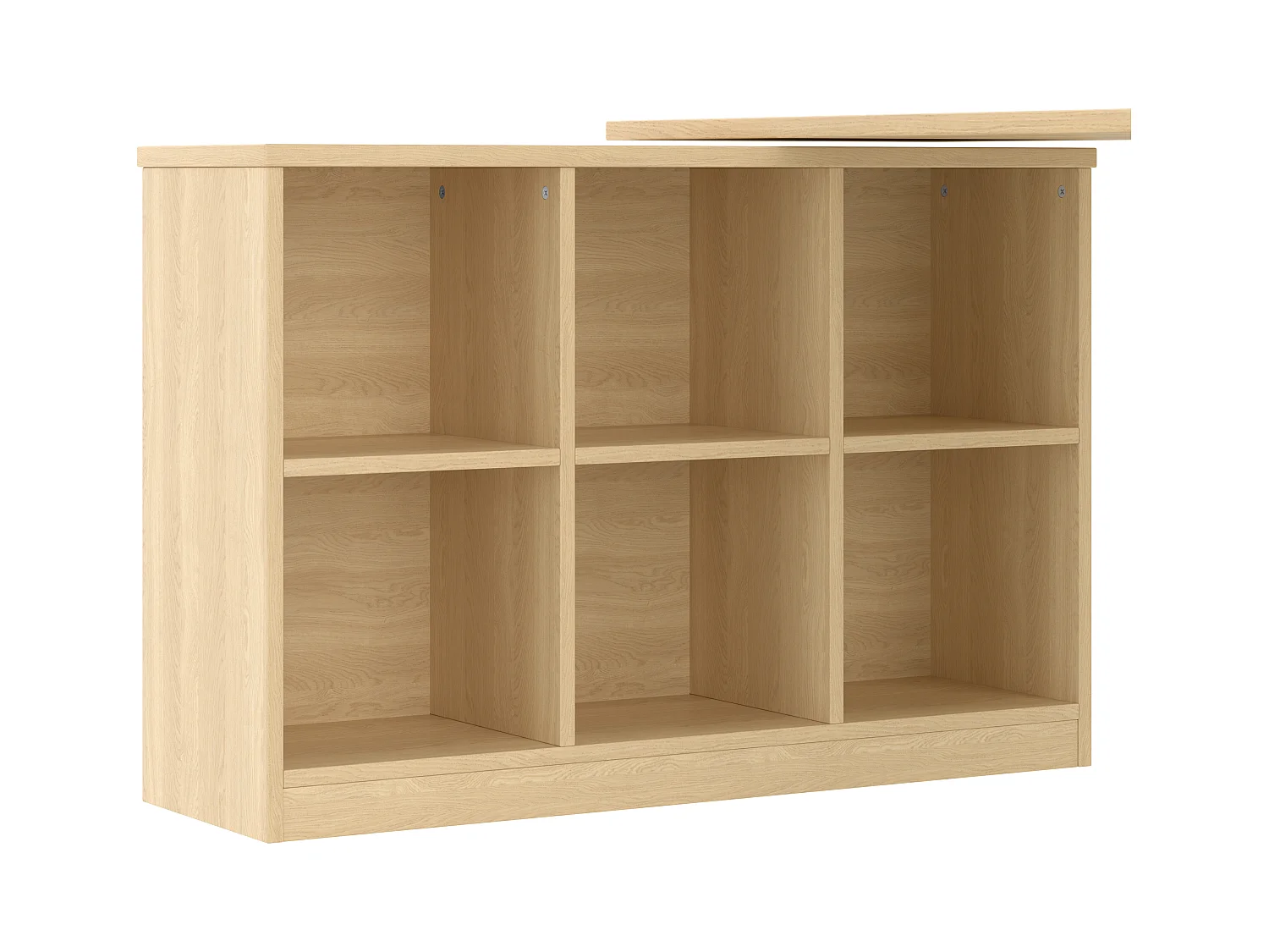 Bureau d'angle avec armoire de rangements - meuble de rangement 6 compartiments - forme variable - naturel