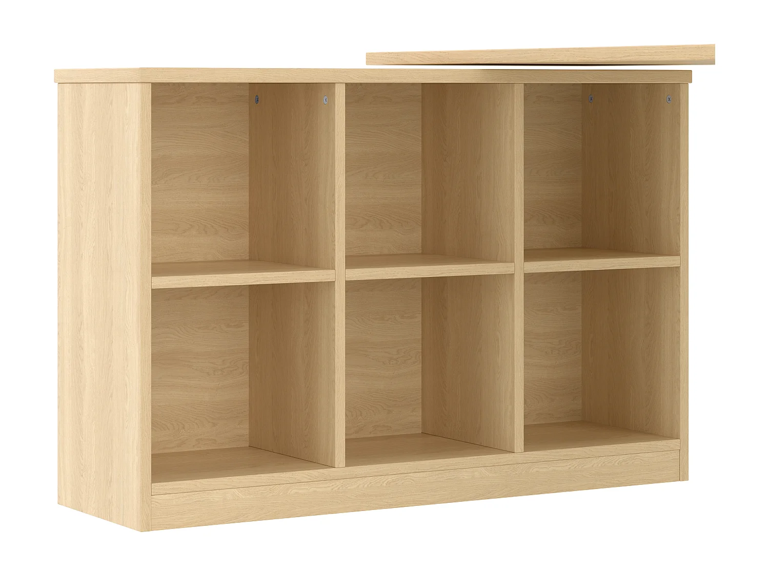 Bureau d'angle avec armoire de rangements - meuble de rangement 6 compartiments - forme variable - naturel