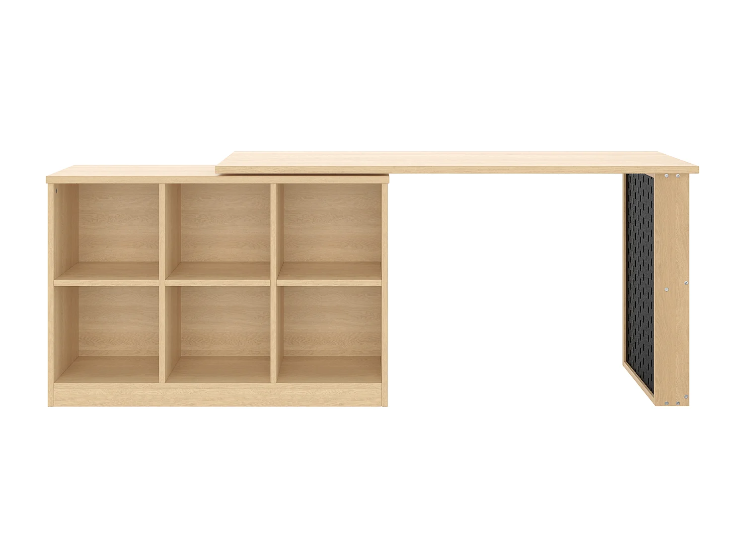 Bureau d'angle avec armoire de rangements - meuble de rangement 6 compartiments - forme variable - naturel