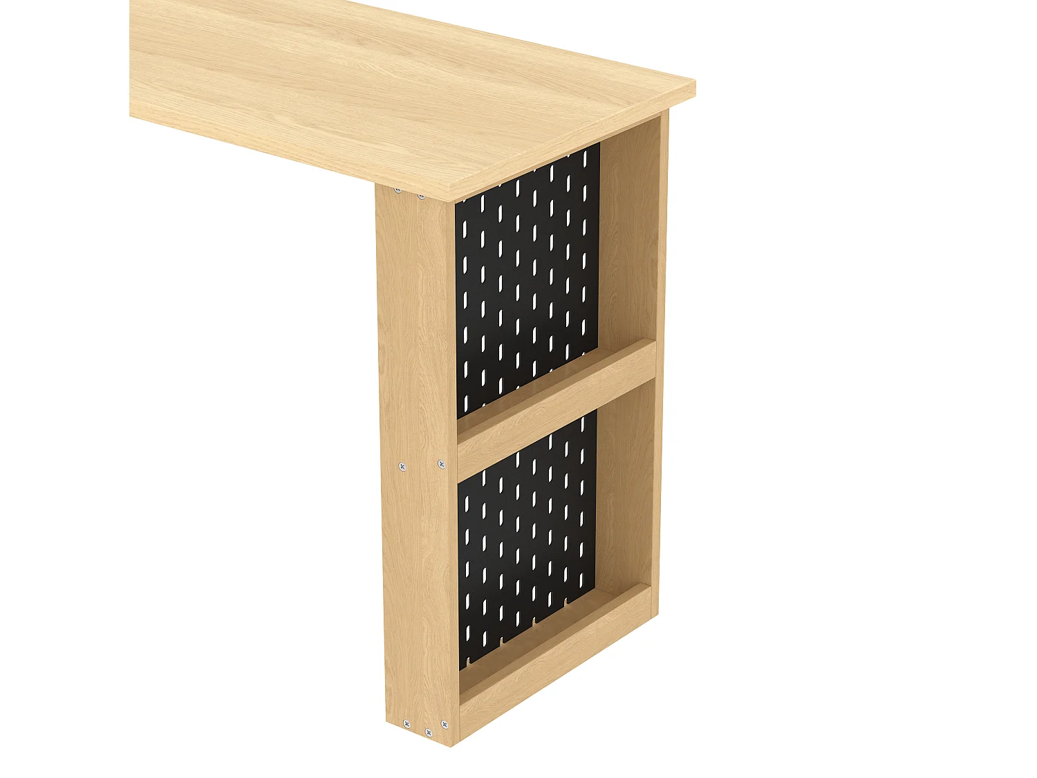 Bureau d'angle avec armoire de rangements - meuble de rangement 6 compartiments - forme variable - naturel