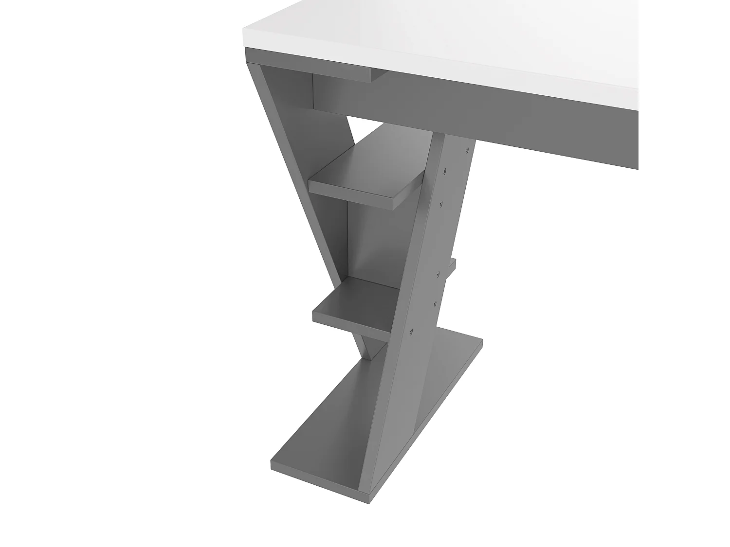 Proste biurko 120×50×74 cm - z podstawą X - 6 półek do przechowywania - szare + białe
