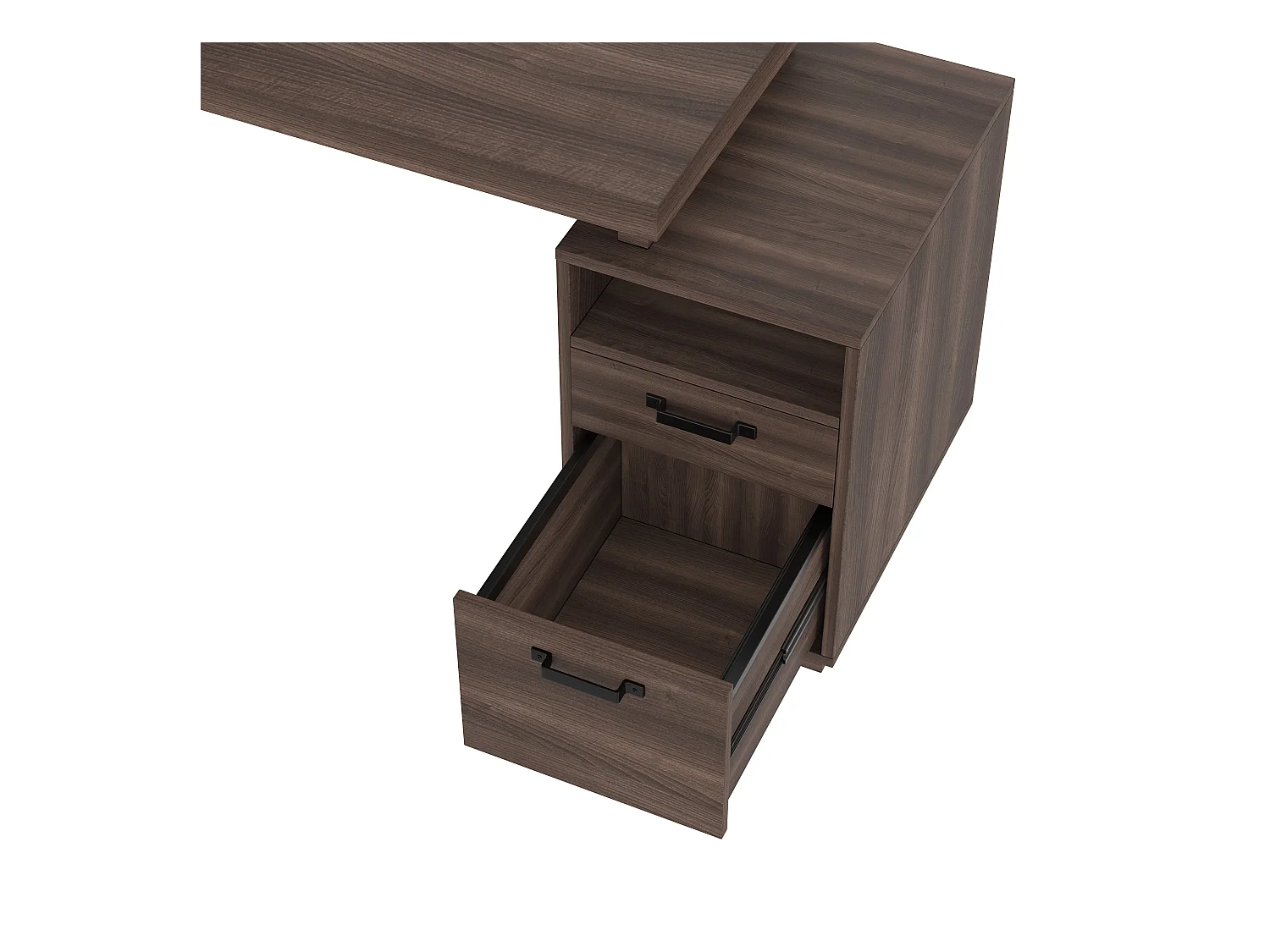 Proste biurko 135×54 cm - 2 ciche szuflady - przestronny blat - brązowy + czarny