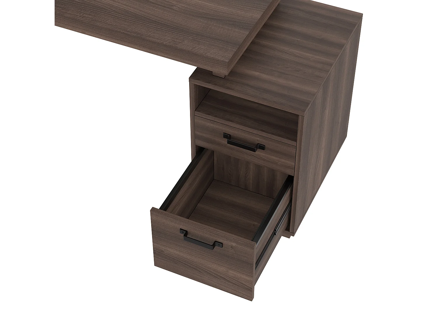 Mesa de estudo simples 135×54 cm - 2 gavetas silenciosas - tampo espaçoso - marrom + preto